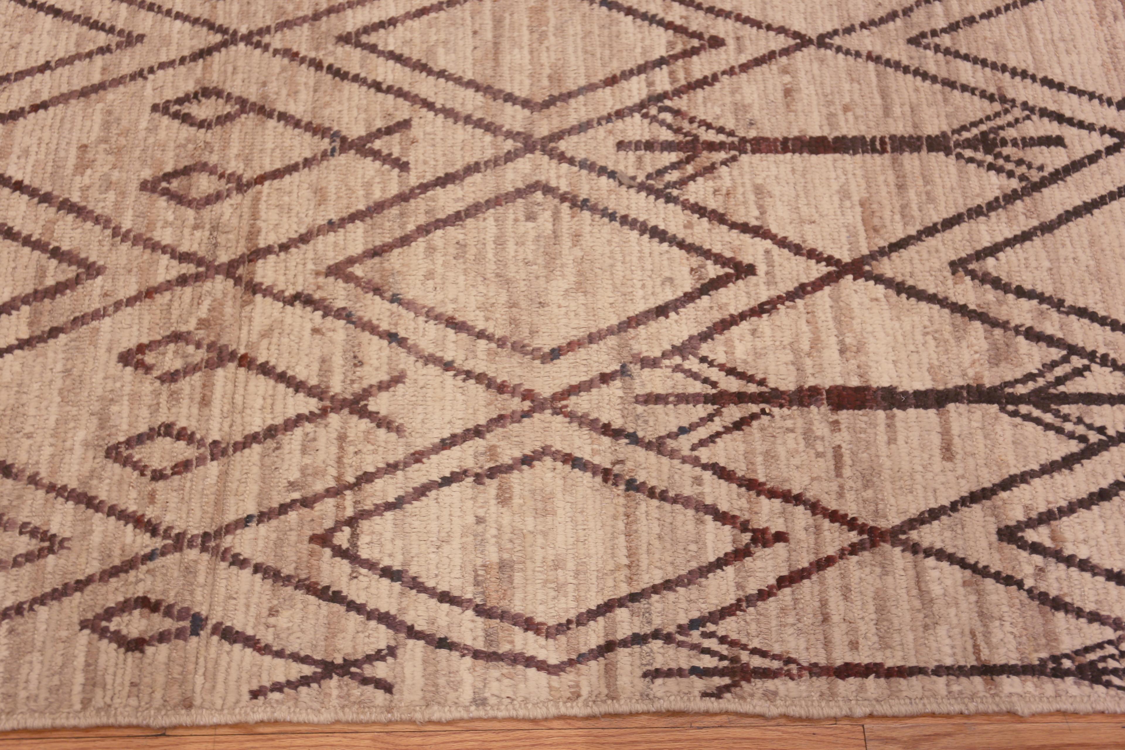 Wool Nazmiyal Collection Brown Tribal Geometric Modern Runner Rug 3'4