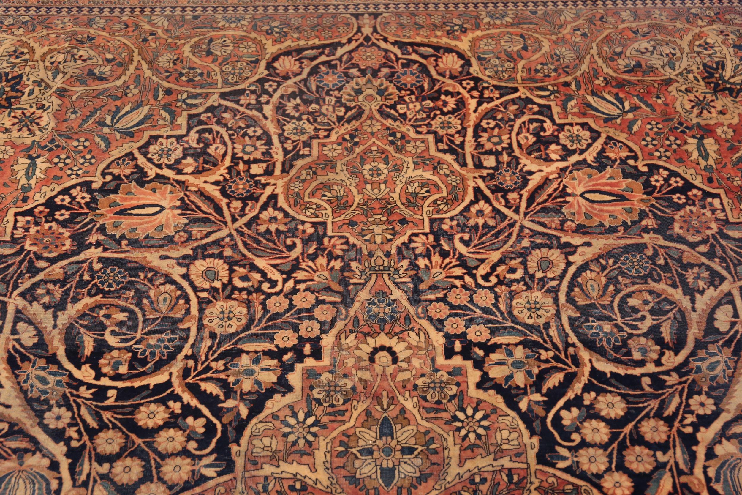 Tappeto antico Mohtashem Kashan a medaglione centrale, Paese d'origine: Tappeti persiani, Data di produzione: 1880