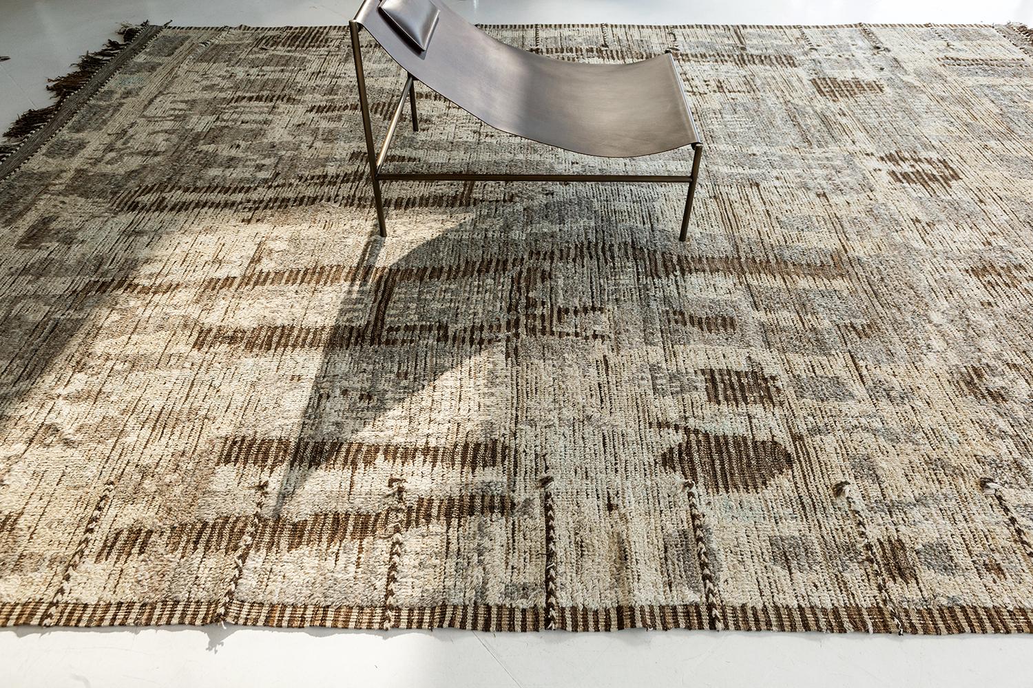 Graceful Charcoal Brown Modern Distressed Rug, Country of Origin: Afghanistan, Circa Date: Modern. 10 ft 2 in x 14 ft 4 in (3.1 m x 4.37 m)