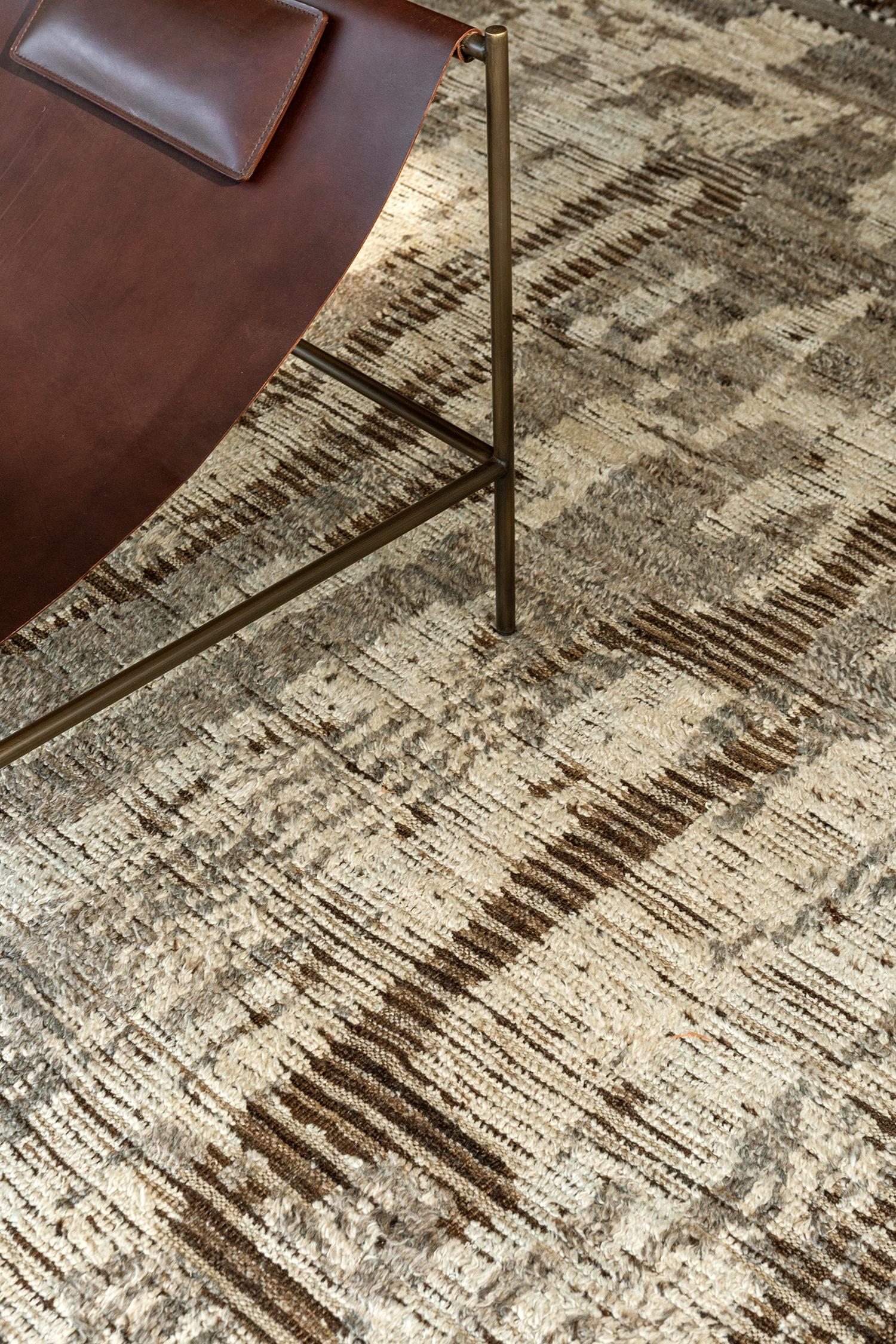 Hand-Knotted Nazmiyal Collection Charcoal Brown Modern Distressed Rug 10 ft 2 in x 14 ft 4 in