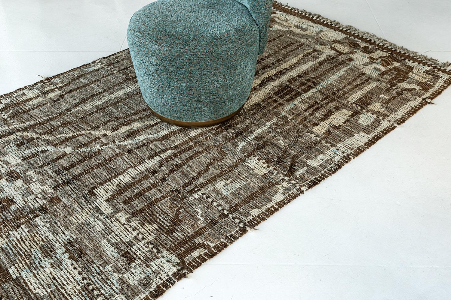 Hand-Knotted Nazmiyal Collection Charcoal Brown Modern Distressed Rug 4 ft 11 in x 7 ft 10 in