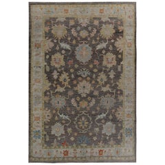 Nazmiyal Collection Charcoal Brown Modern Turkish Oushak Rug 11 ft 6 in x 17 ft