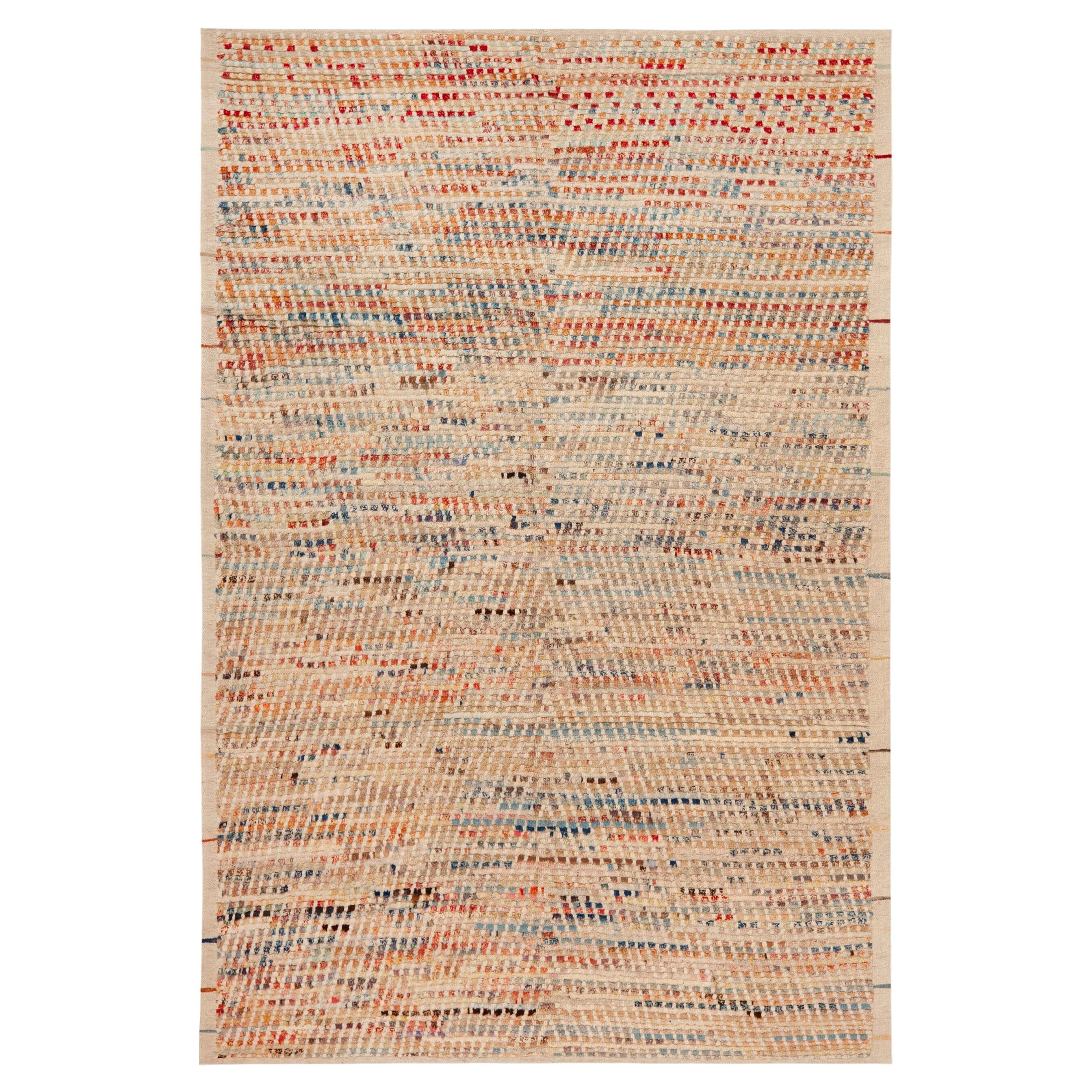 Nazmiyal Collection – Bunter, handgeknüpfter Wollteppich „Confetti“ 6'4" × 9'3" im Angebot