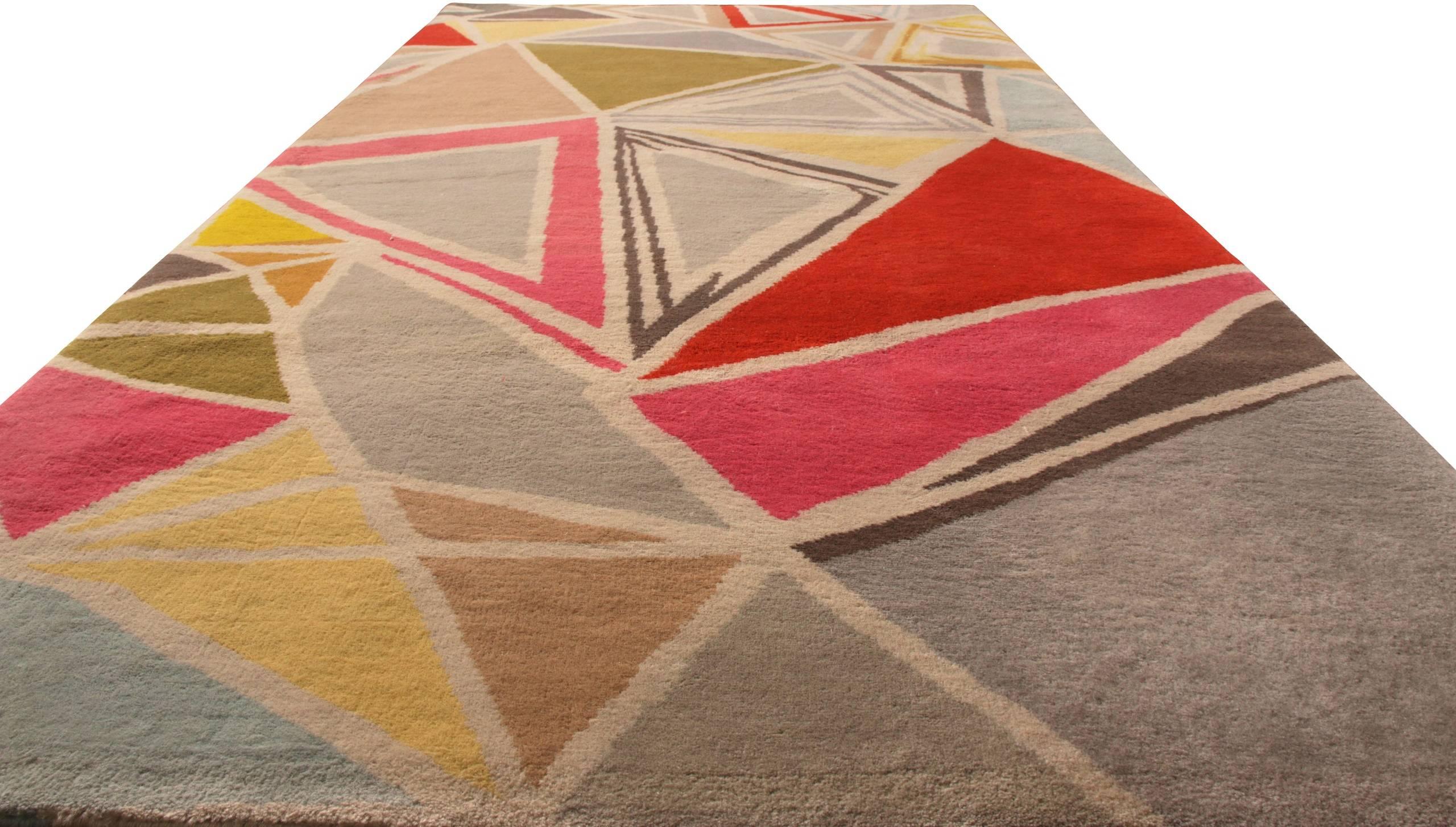 Colorful Mid Century Modern Rug 3 ft 1 in x 5 ft 11 in In Good Condition For Sale In New York, NY