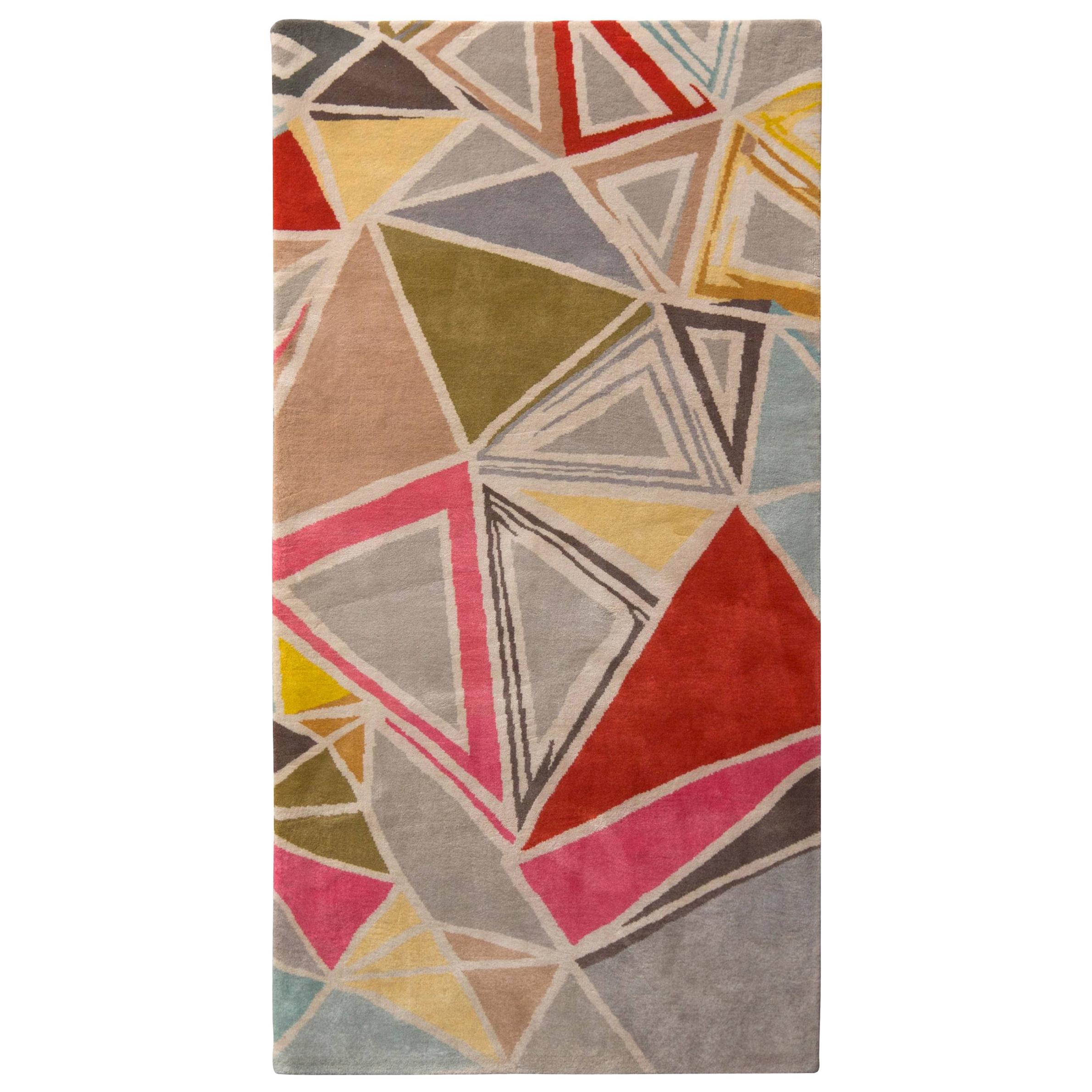 Colorful Mid Century Modern Rug 3 ft 1 in x 5 ft 11 in For Sale