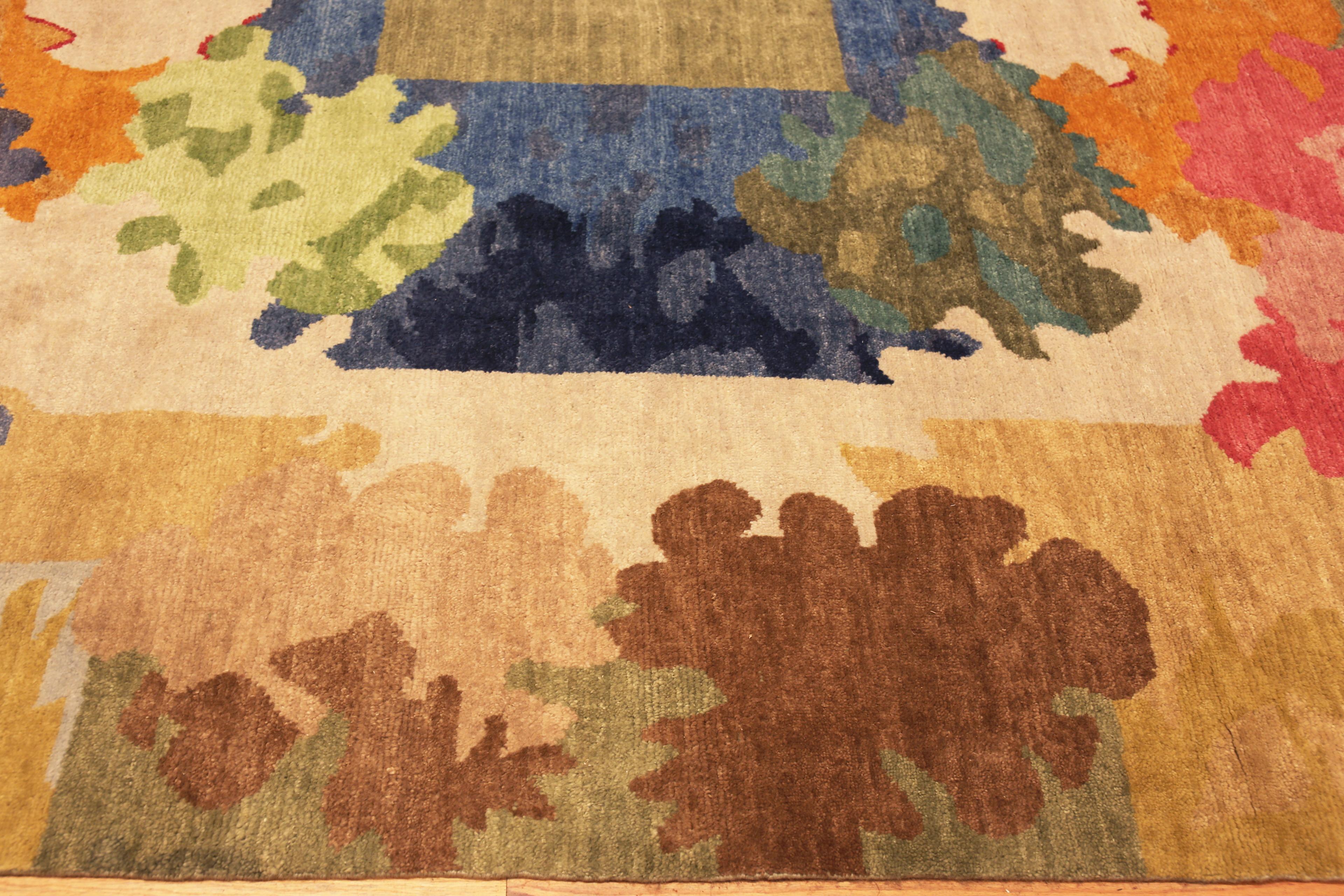 Colorful Modern Swedish Design Rug, Country of Origin: Modern India Rugs. Circa date: Modern. Size: 10 ft 1 in x 13 ft 10 in (3.07 m x 4.22 m)

