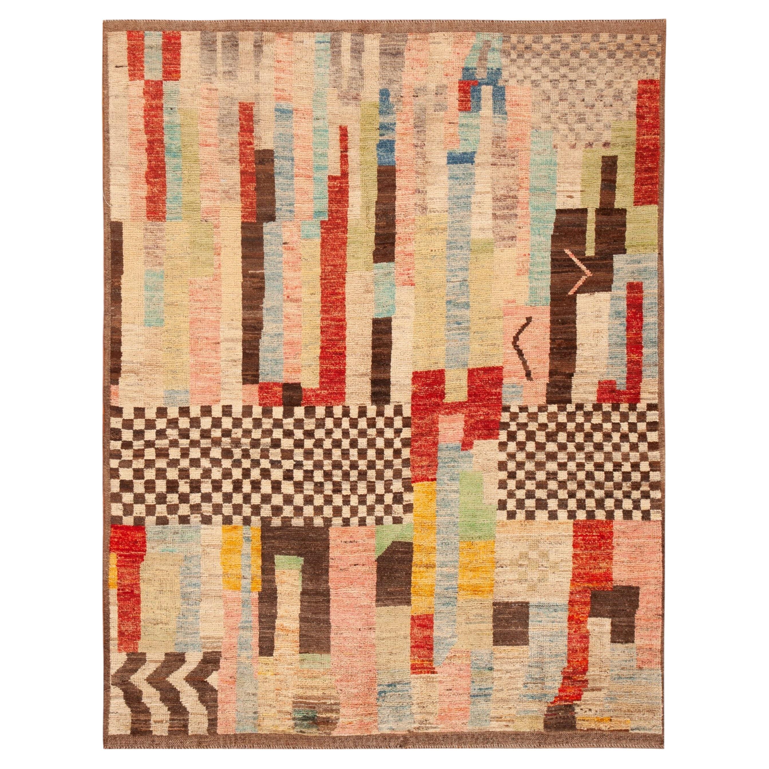 Nazmiyal Collection Contemporary Abstract Colorful Rug 5ft 1in X 6ft 7in For Sale