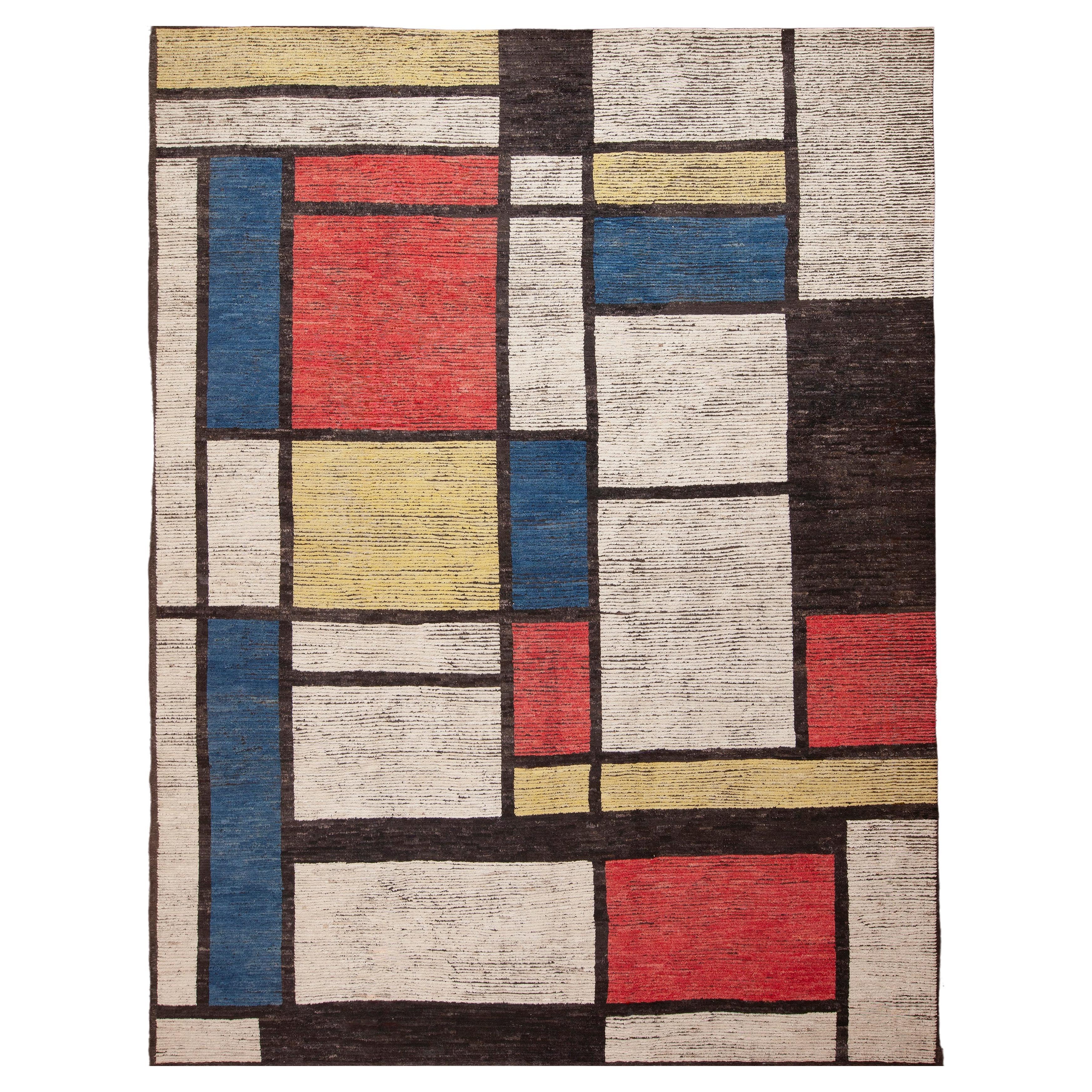 Nazmiyal Collection Contemporary Artistic Piet Mondrian Modern Rug 10'8" x 14' For Sale