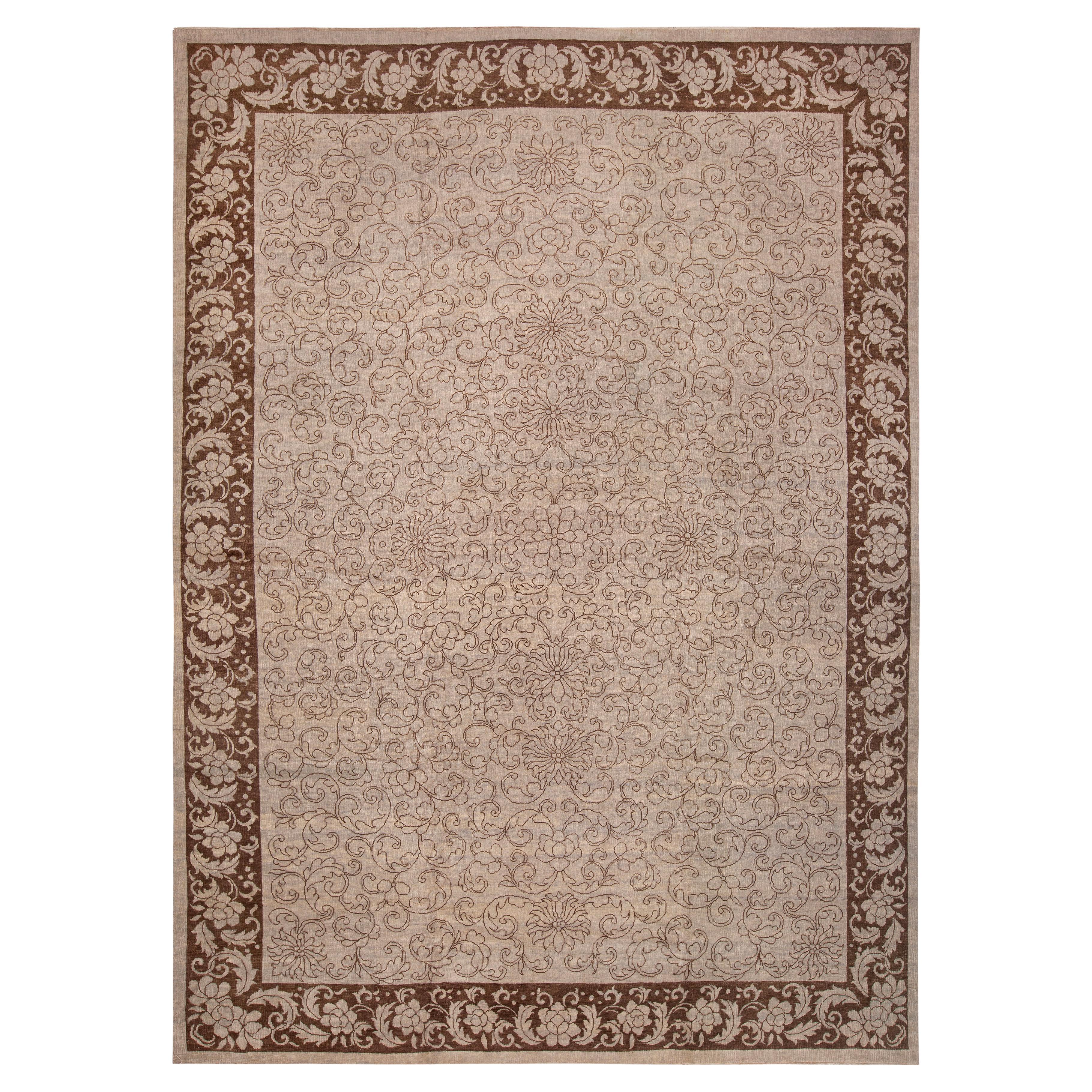 Nazmiyal Collection Alfombra moderna contemporánea en tonos terrosos 10'6" x 14'5 en venta