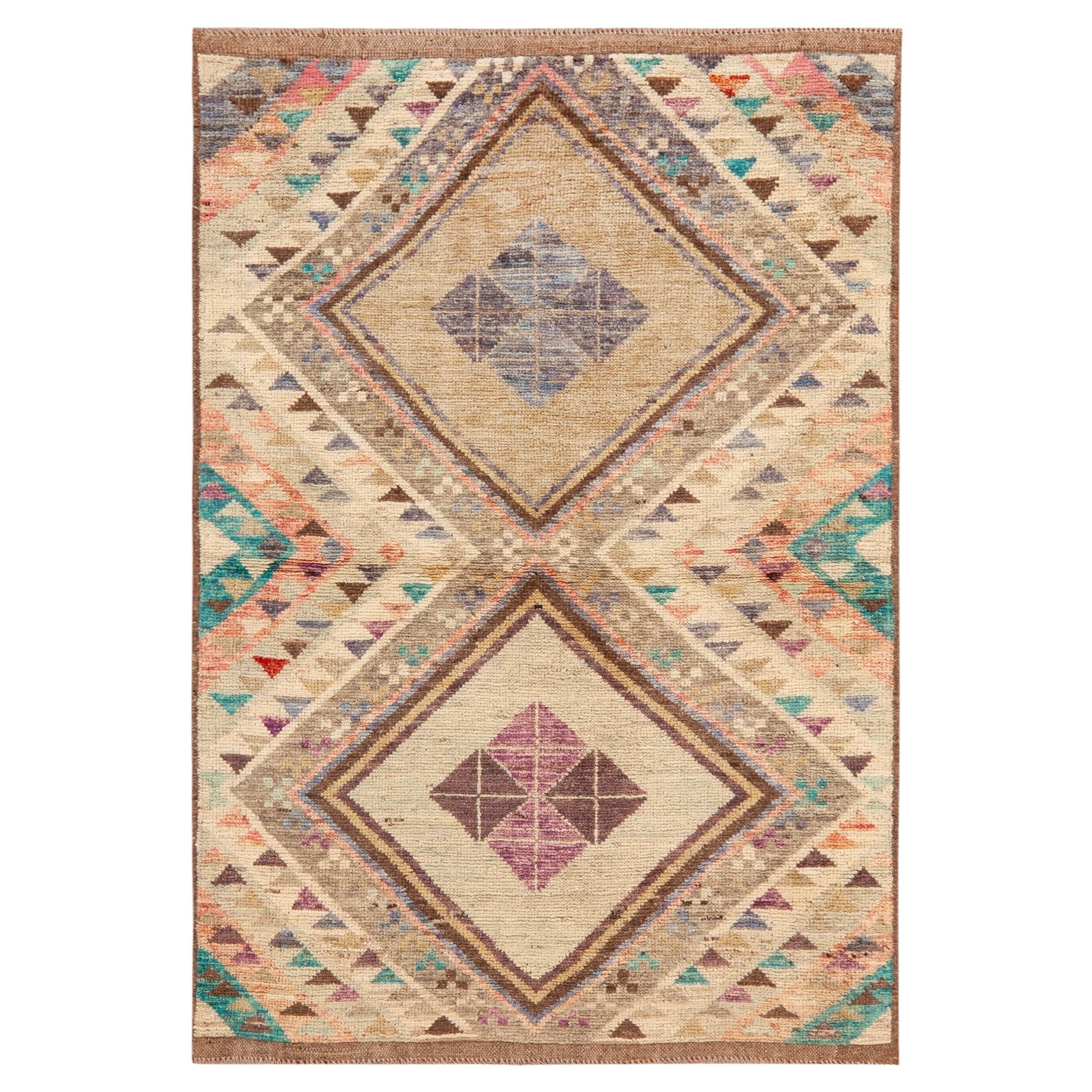 Nazmiyal Collection Contemporary Geometric Ivory Rug 3ft 6in X 5ft