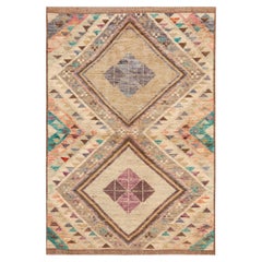 Nazmiyal Collection Contemporary Geometric Ivory Rug 3ft 6in X 5ft