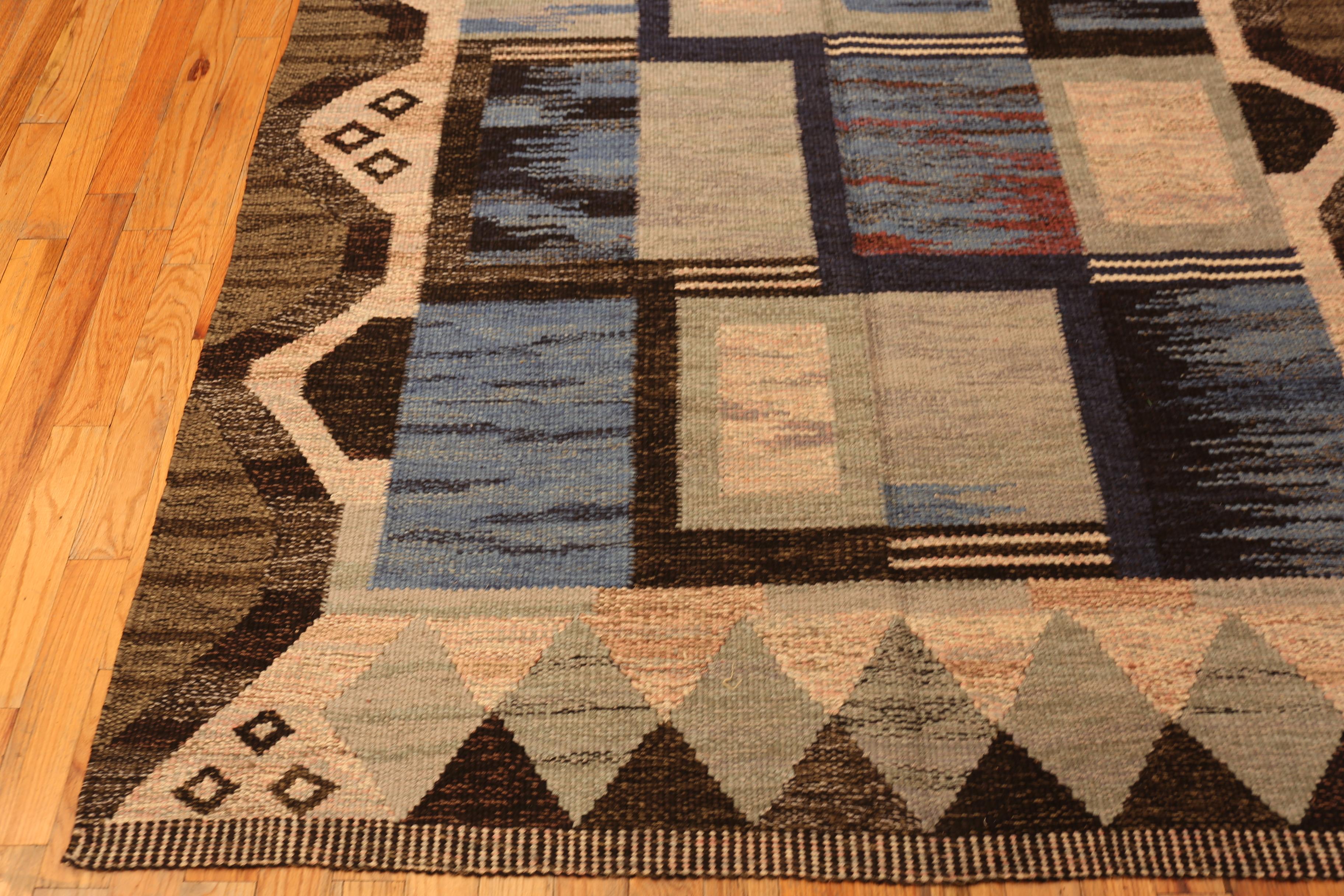Annodato a mano Nazmiyal Collection Tappeto Kilim Geometrico Contemporaneo 6 ft 5 in x 9 ft 2 in in vendita