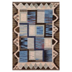 Nazmiyal Collection Contemporary Geometric Kilim Rug 6 ft 5 in x 9 ft 2 in