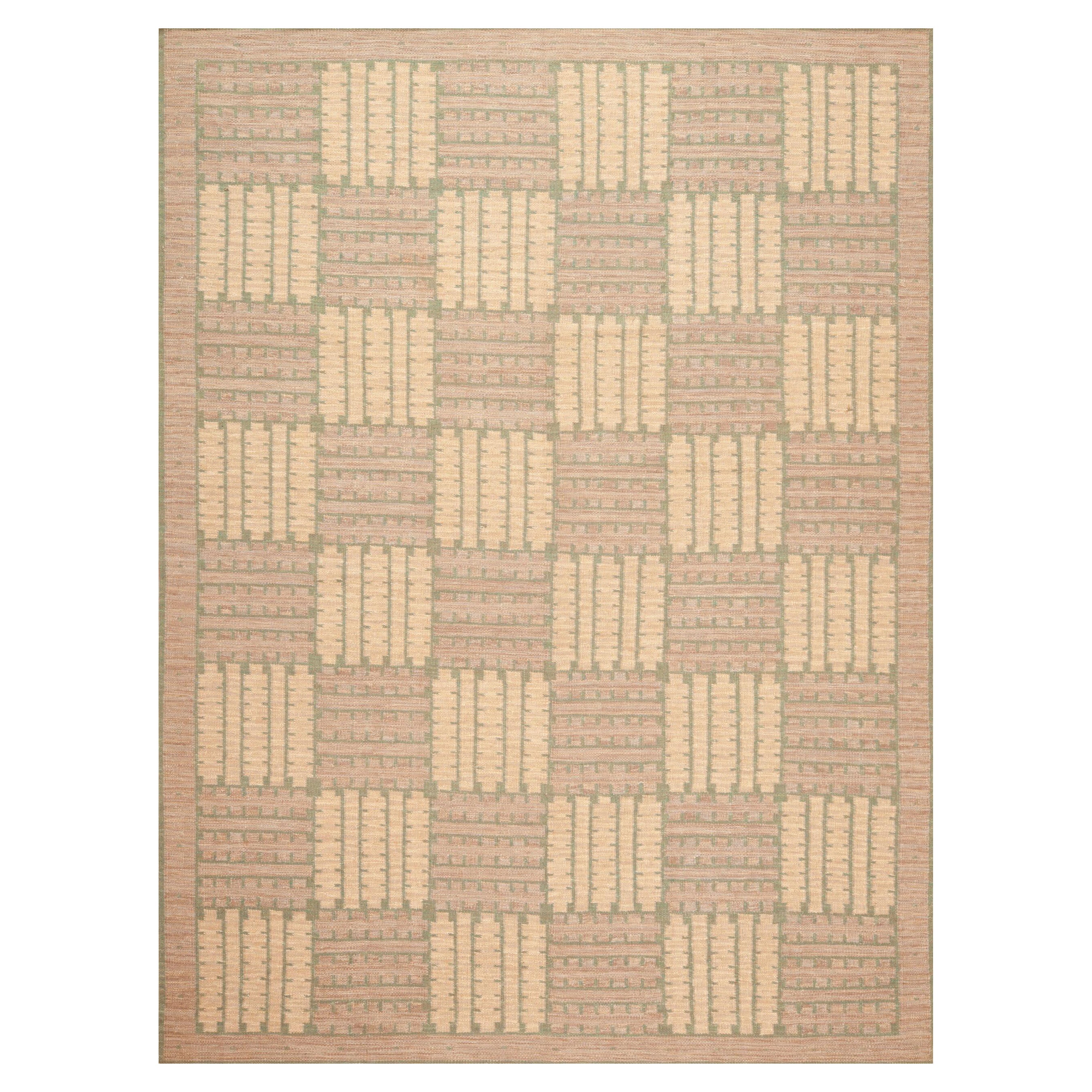 Collection Nazmiyal Collection Kilim contemporaneo di ispirazione svedese 9 ft x 12 ft in vendita