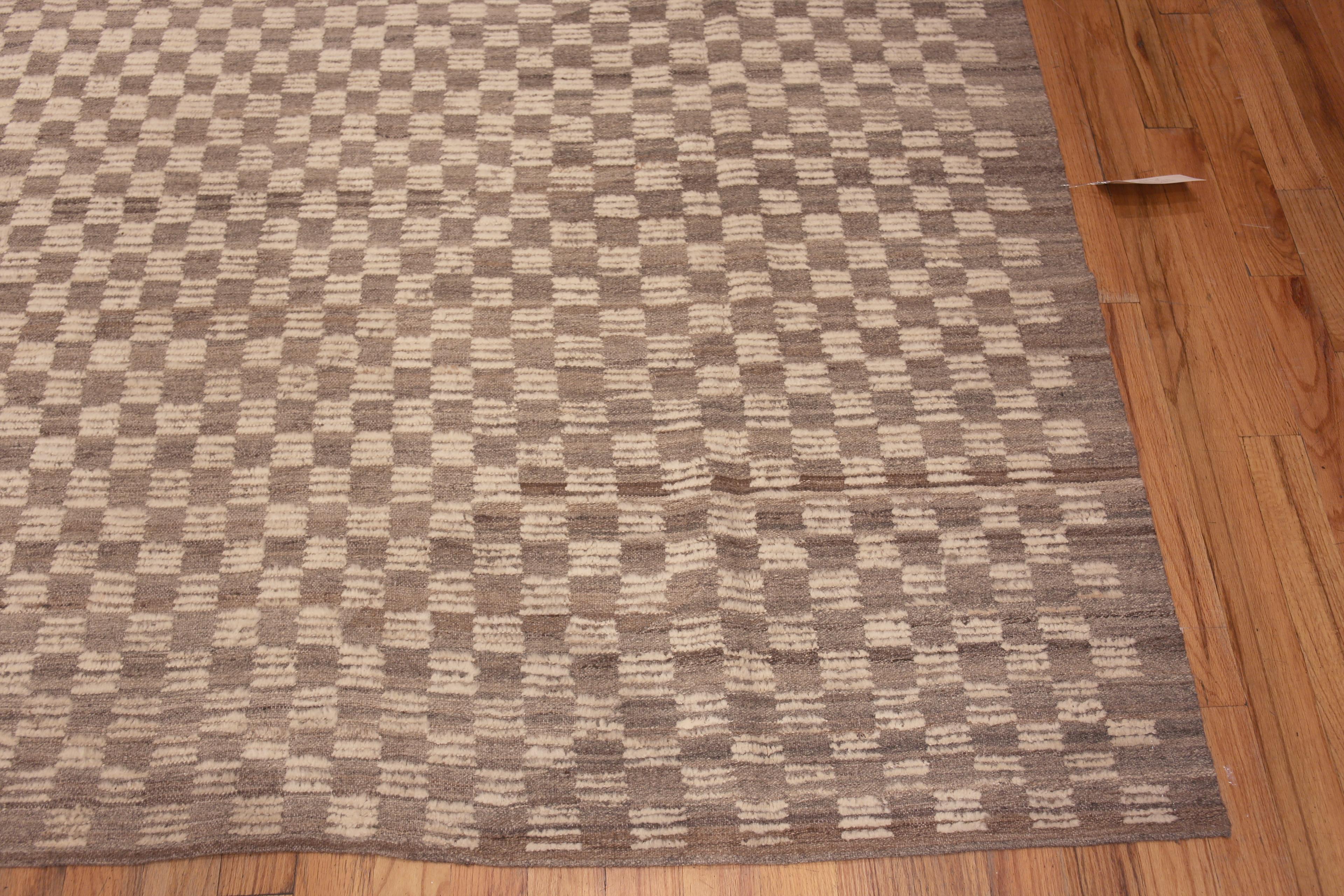  The Collective Cream Brown Tribal Checkerboard Modern Rug 14'3
