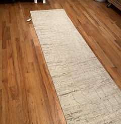 Nazmiyal Collection Cream Color Modern Moroccan Design Runner 3 ft x 18 ft 7 in