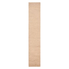 Nazmiyal Kollektion Cremefarbener moderner Läufer im marokkanischen Stil 3'4" x 19'