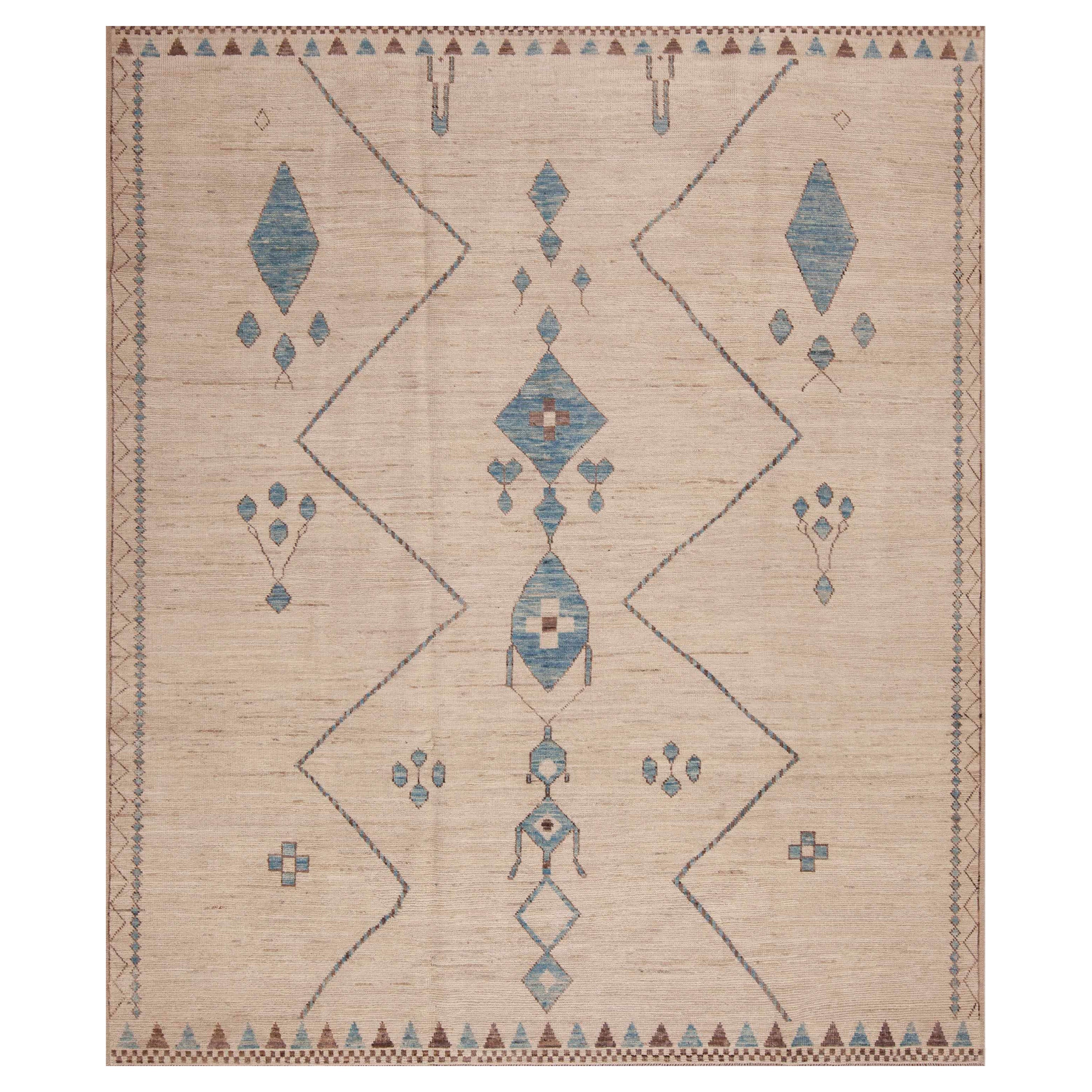 Nazmiyal Kollektion Cremefarbener offener Stammes- Minimalistischer moderner Teppich 8'5" x 9'8"