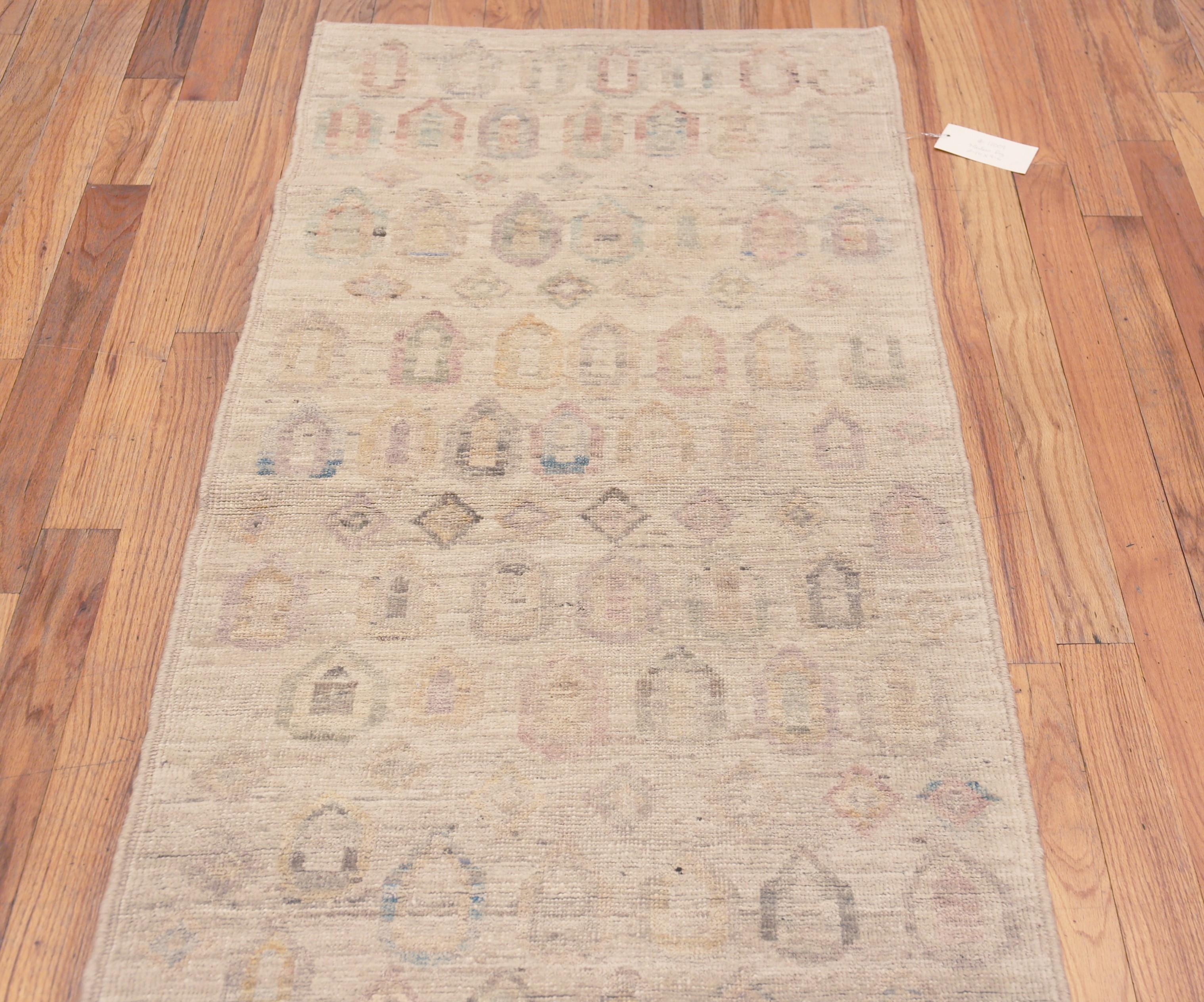 Hand-Knotted Nazmiyal Collection Cream Color Soft Tribal Geometric Modern Rug 2'10