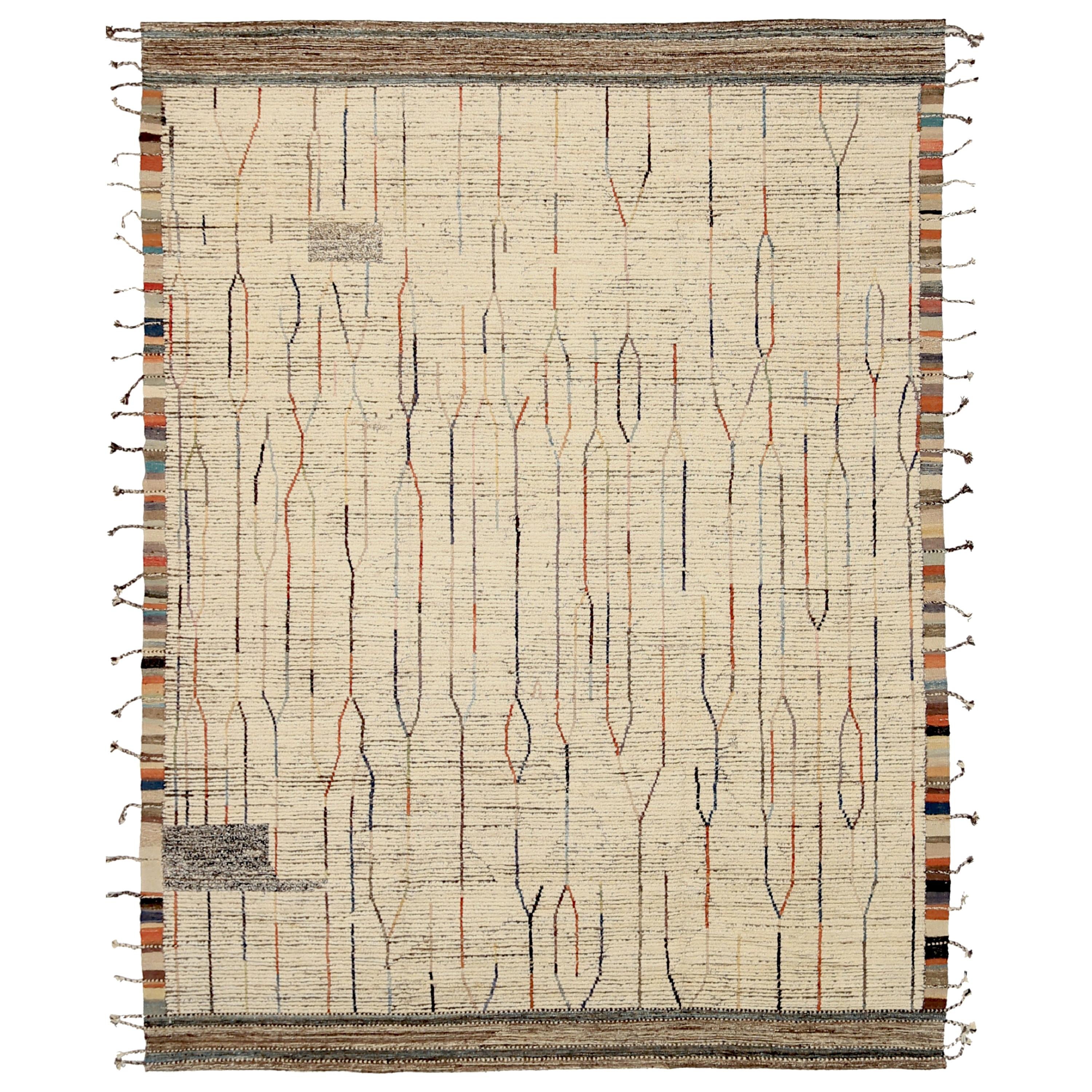 Nazmiyal Collection Cream Geometric Modern Distressed Rug. 9 ft 6 in x ...