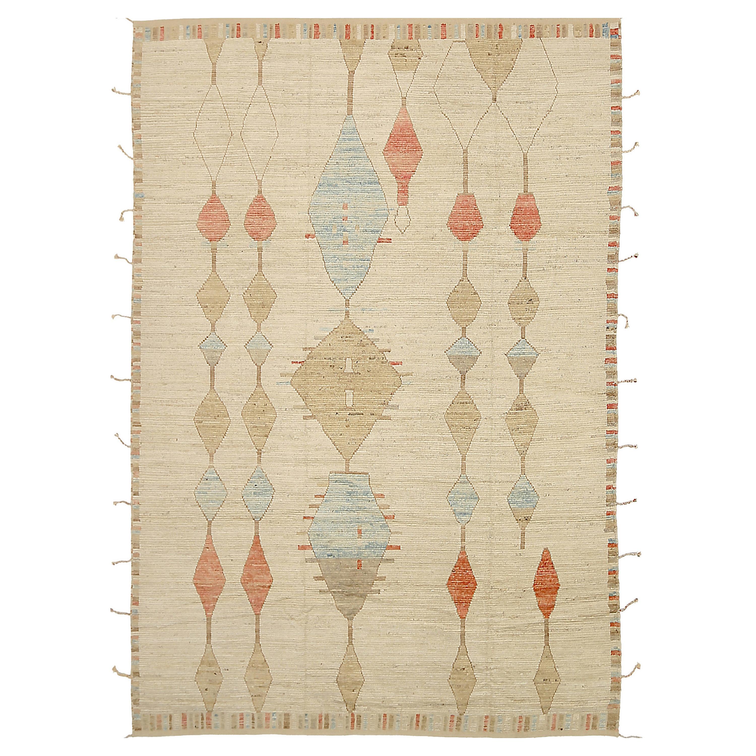 Nazmiyal Collection Cream Geometric Modern Moroccan Style Rug. 9 ft x 12 ft 6 in