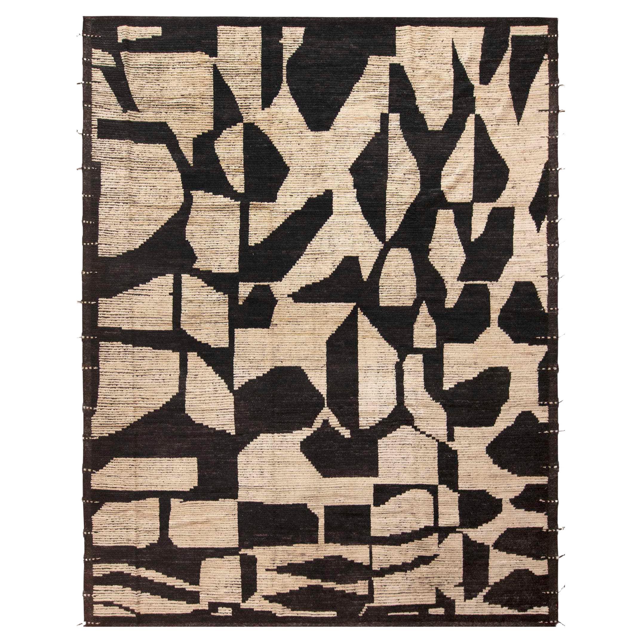 Nazmiyal Collection Cream Modern Abstract Contemporary Area Rug 10'11" x 13'9" For Sale