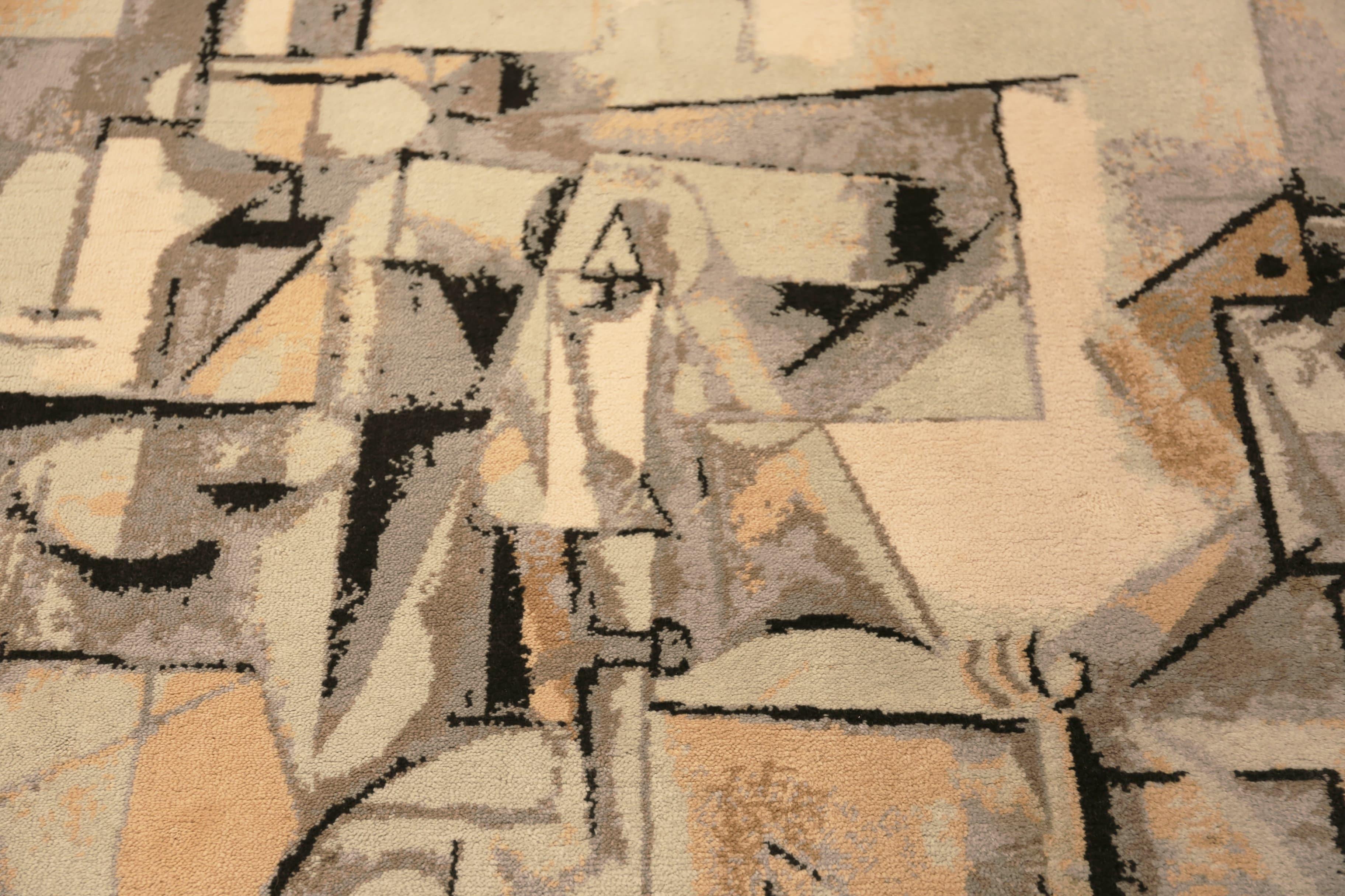 Tissé à la main Collection Nazmiyal Collection Tapis vintage de style cubiste inspiré par Pablo Picasso en vente