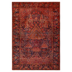 Nazmiyal Collection Zypressenbaum-Design Antiker persischer Kashan-Teppich