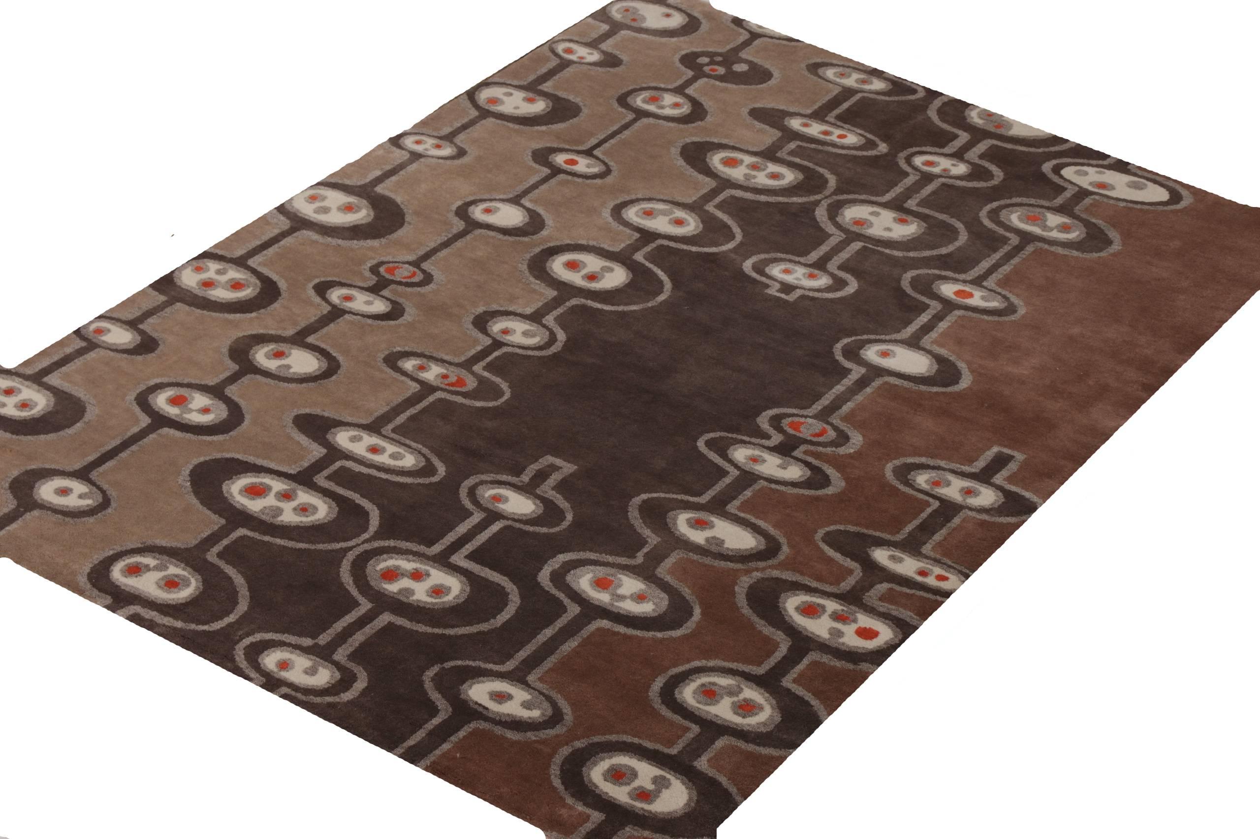 Hand-Knotted Nazmiyal Collection Dark Brown Mid Century Modern Rug 6 ft 1 in x 8 ft