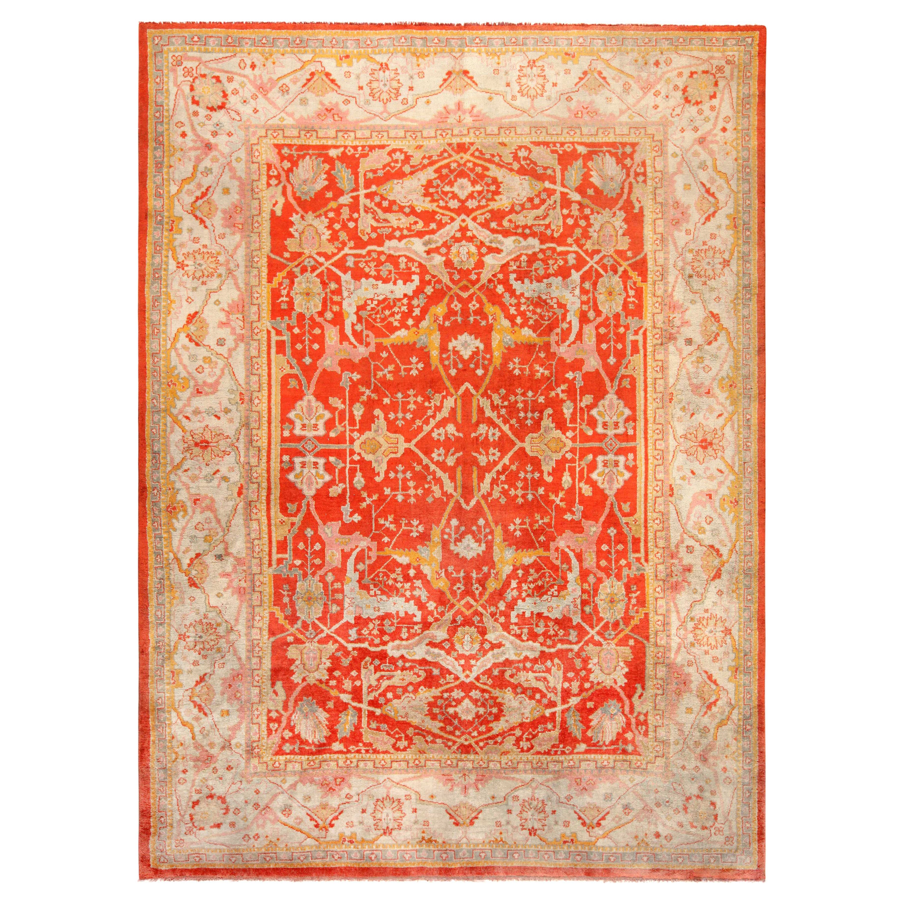 Nazmiyal Collection Decorative Antique Turkish Oushak Rug. 10 ft x 13 ft 3 in For Sale
