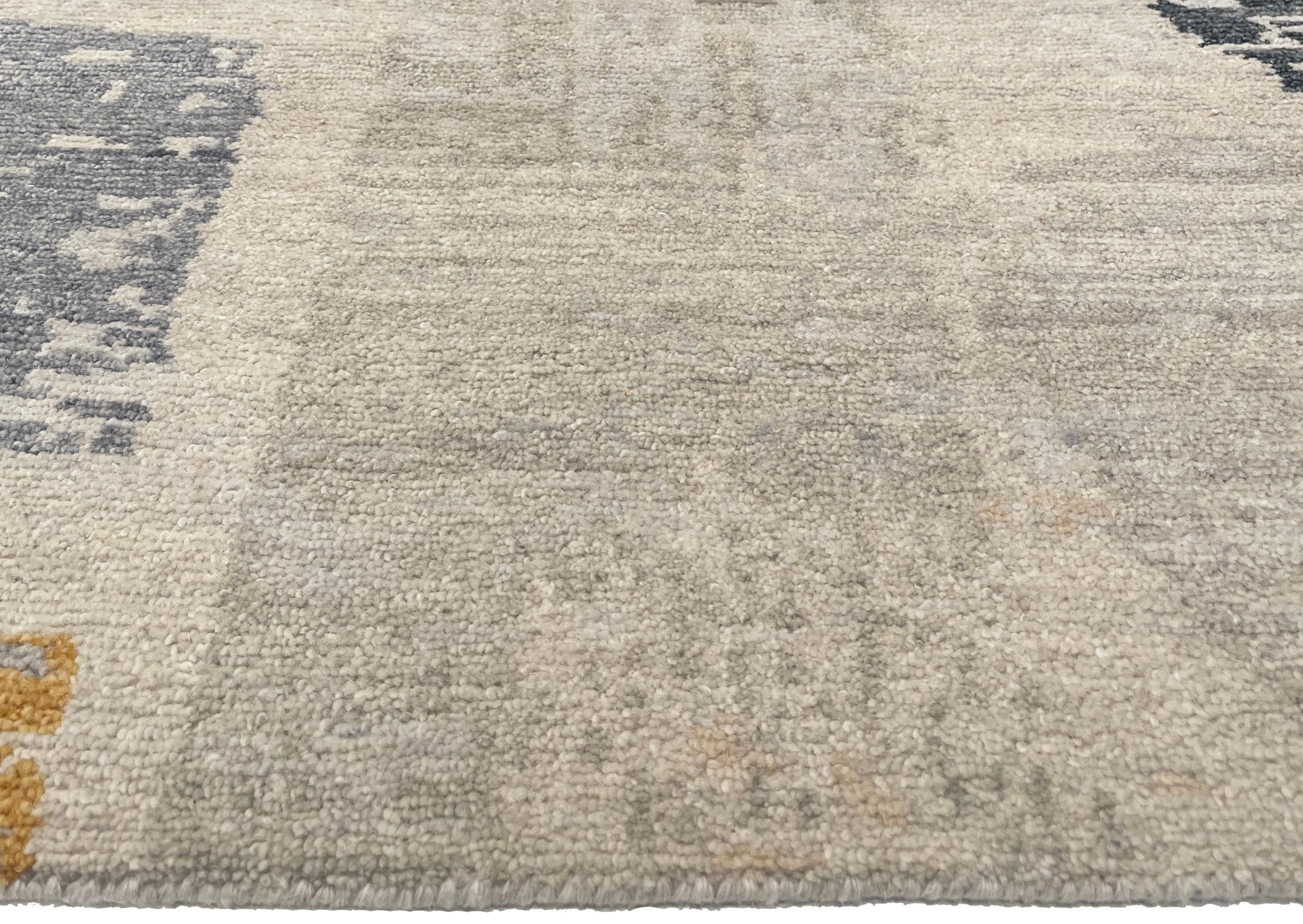 Hand-Knotted Nazmiyal Collection Decorative Cream Modern Boutique Area Rug 12 ft x 15 ft  