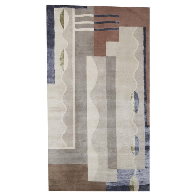 Nazmiyal Collection Decorative Grey Mid Century Modern Rug 5 ft x 9 ft
