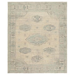 Nazmiyal Collection Decorative Ivory Blue Modern Boutique Rug 12 ft x 15 ft