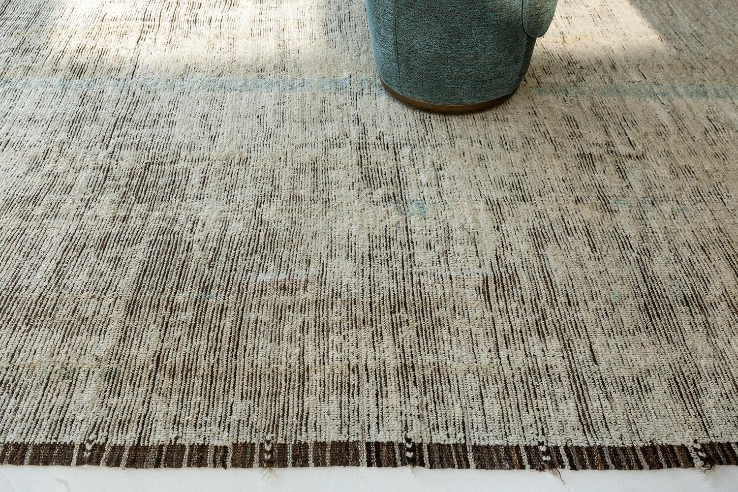 Admirable Earth Tones Decorative Modern Distressed Rug, Country of Origin: Afghanistan, Circa Date: Modern. 9 ft 8 in x 13 ft 4 in (2.95 m x 4.06 m)