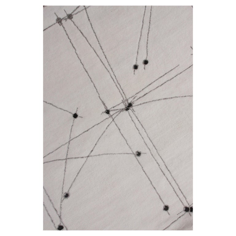 Nazmiyal Collection Decorative White Mid Century Modern Rug 4 ft 2 in x