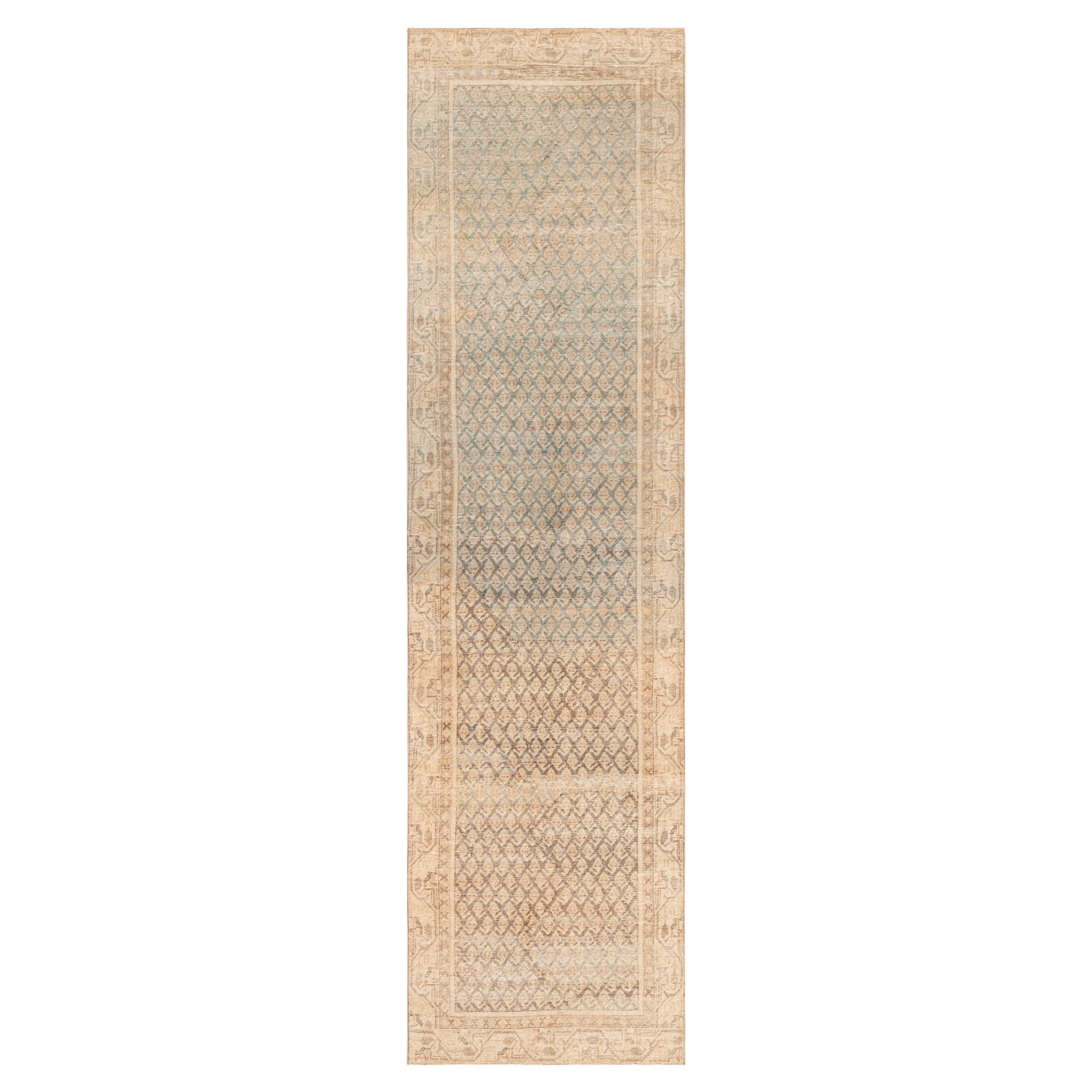 Nazmiyal Collection Diamond Antique Persian Malayer Läufer Teppich 3' 3" x 12' 1"