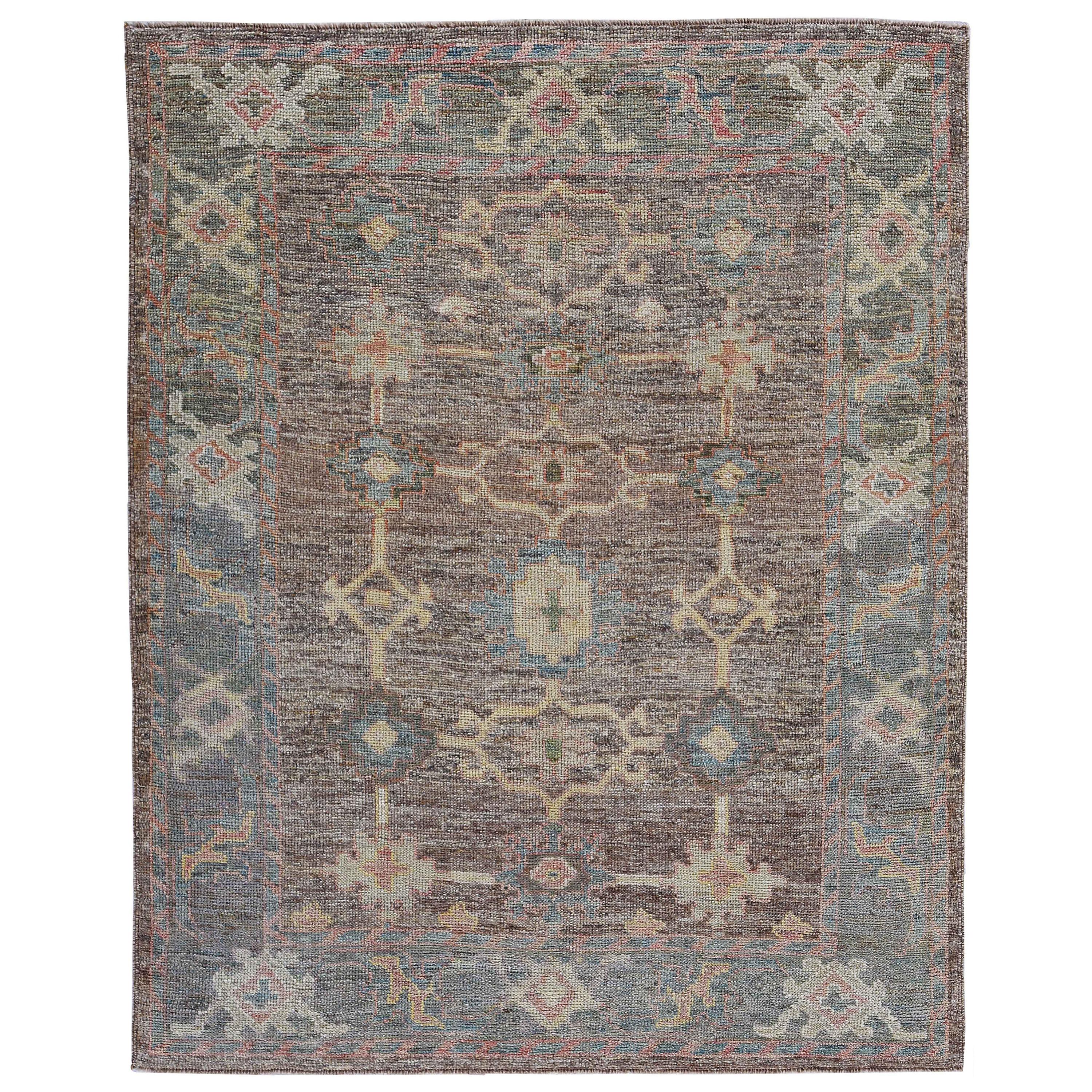 Nazmiyal Collection Earth Tone Modern Turkish Oushak Rug 5 ft 1 in x 6 ft 5 in