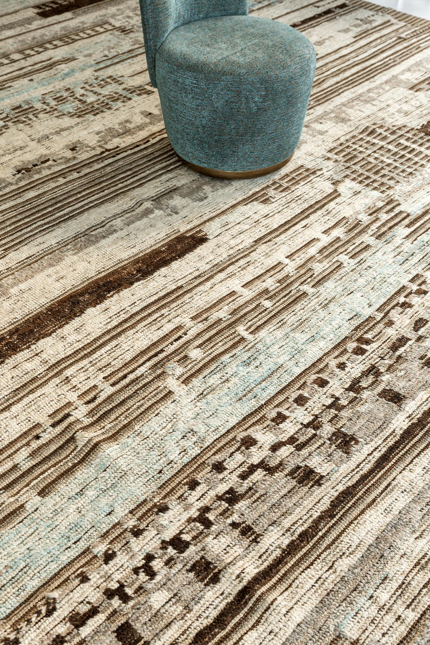 Hand-Knotted Nazmiyal Collection Earth Tones Modern Distressed Rug 12 ft 5 in x 14 ft 10 in