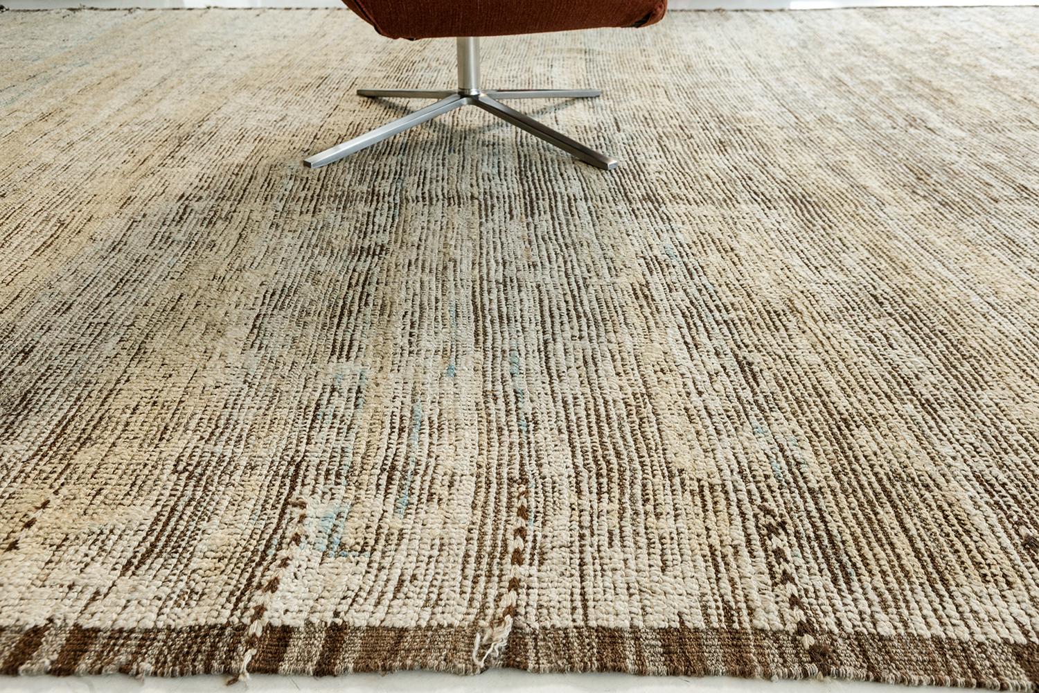 Graceful Earth Tones Modern Distressed Rug, Country of Origin: Afghanistan, Circa Date: Modern. 9 ft 10 in x 13 ft 8 in (3 m x 4.17 m)