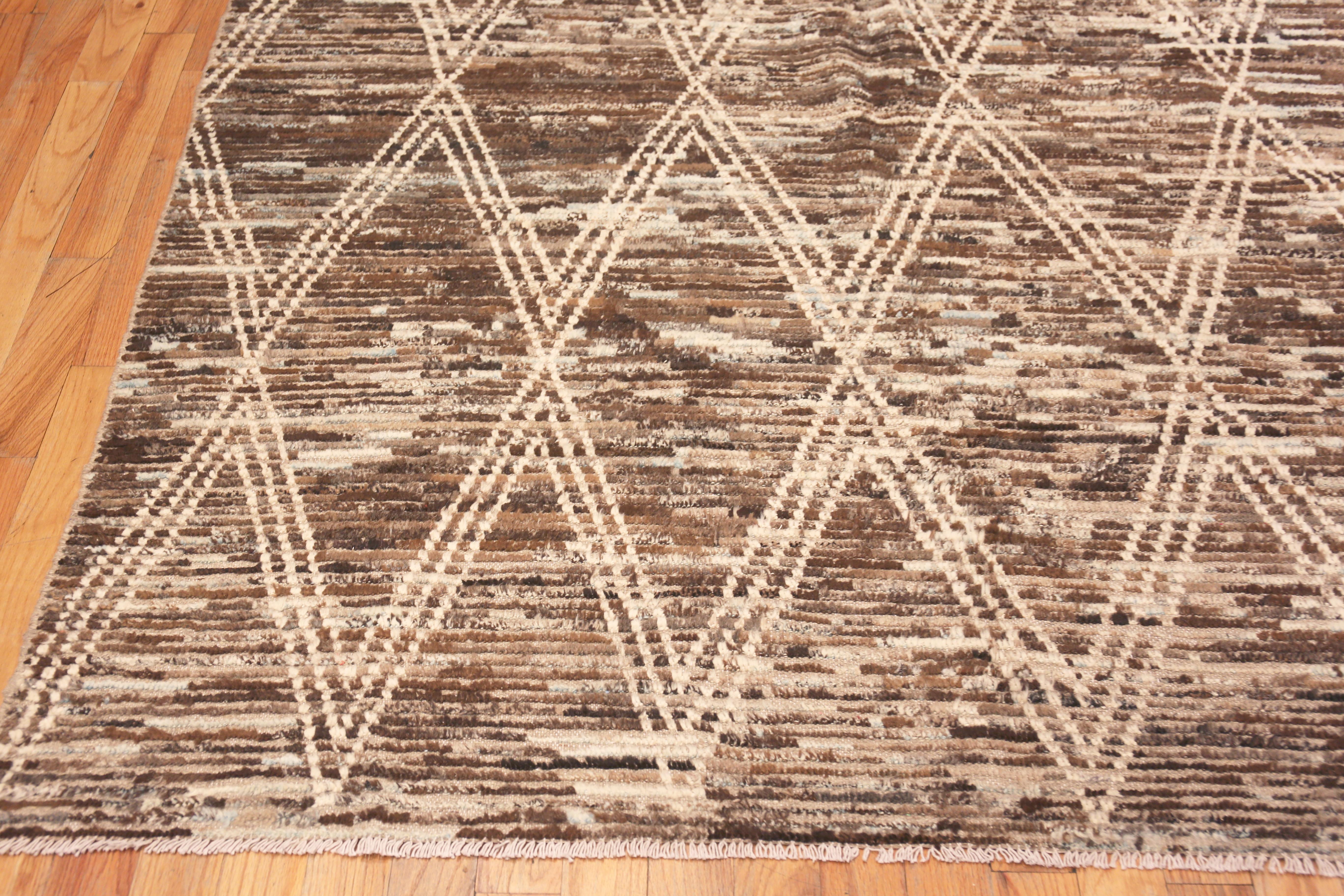 Contemporary Nazmiyal Collection Earthy Brown Tribal Geometric Modern Rug 10' x 13'5