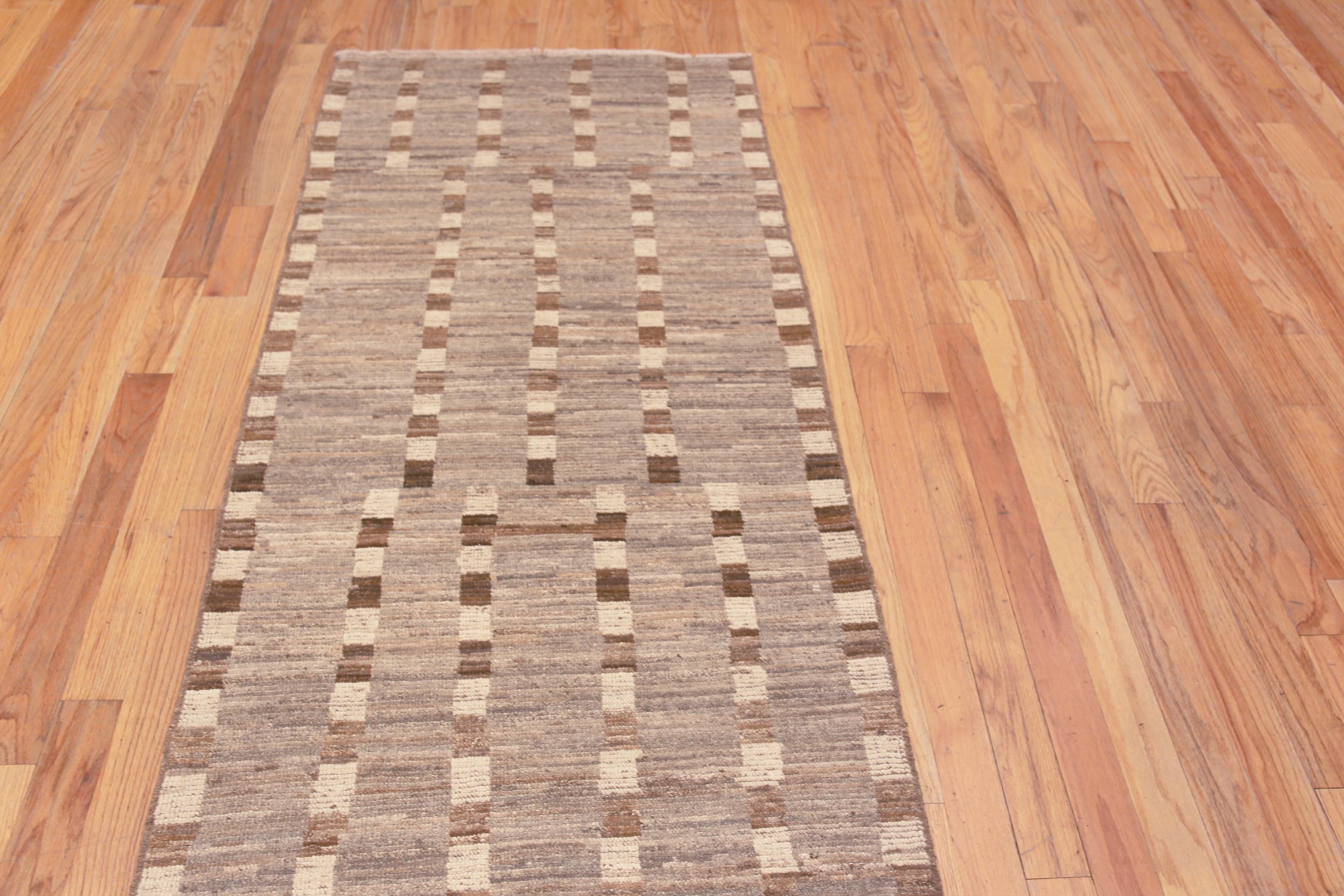 Central Asian Nazmiyal Collection Earthy Geometric Modern Hallway Runner Rug 3'3