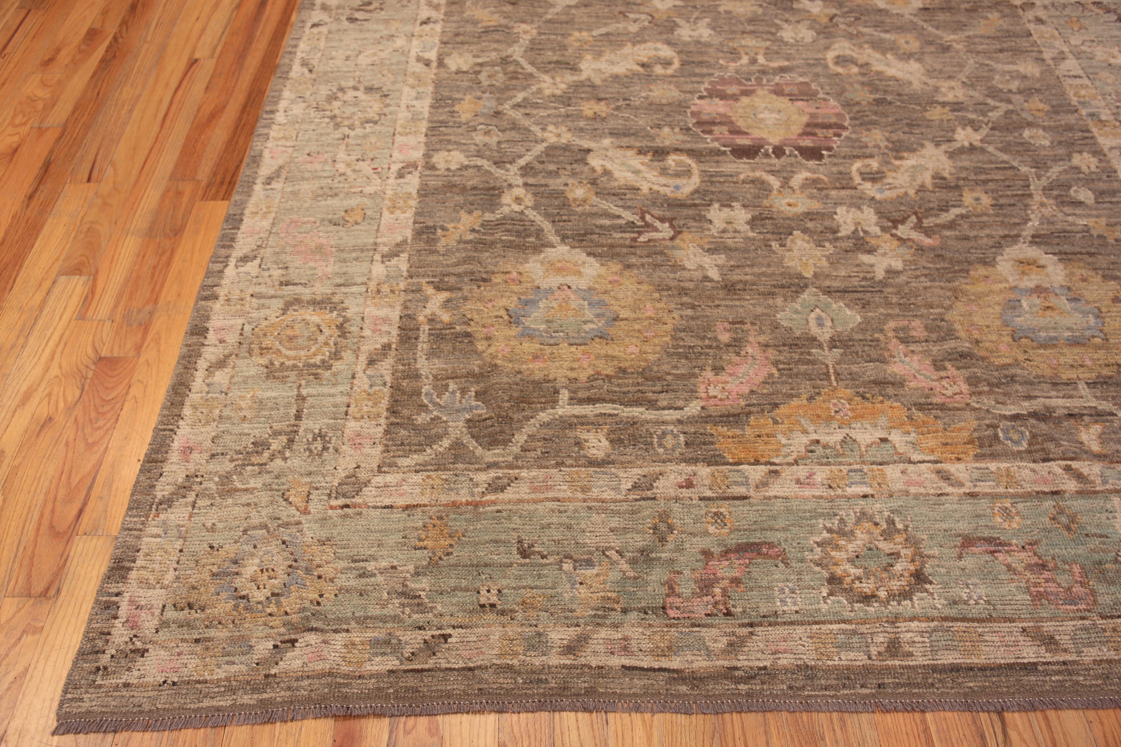 Hand-Knotted Nazmiyal Collection Earthy Modern Turkish Oushak Design Area Rug 8'7