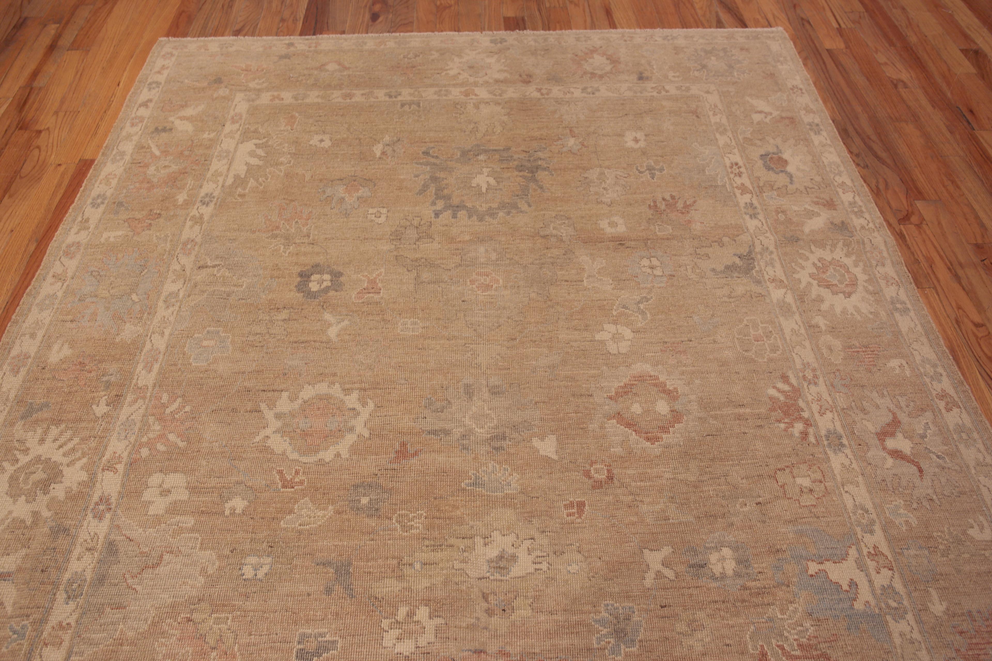 Charming Earthy Tones Modern Turkish Oushak Style Area Rug, Country of origin: Central Asia, Circa date: Modern Rugs