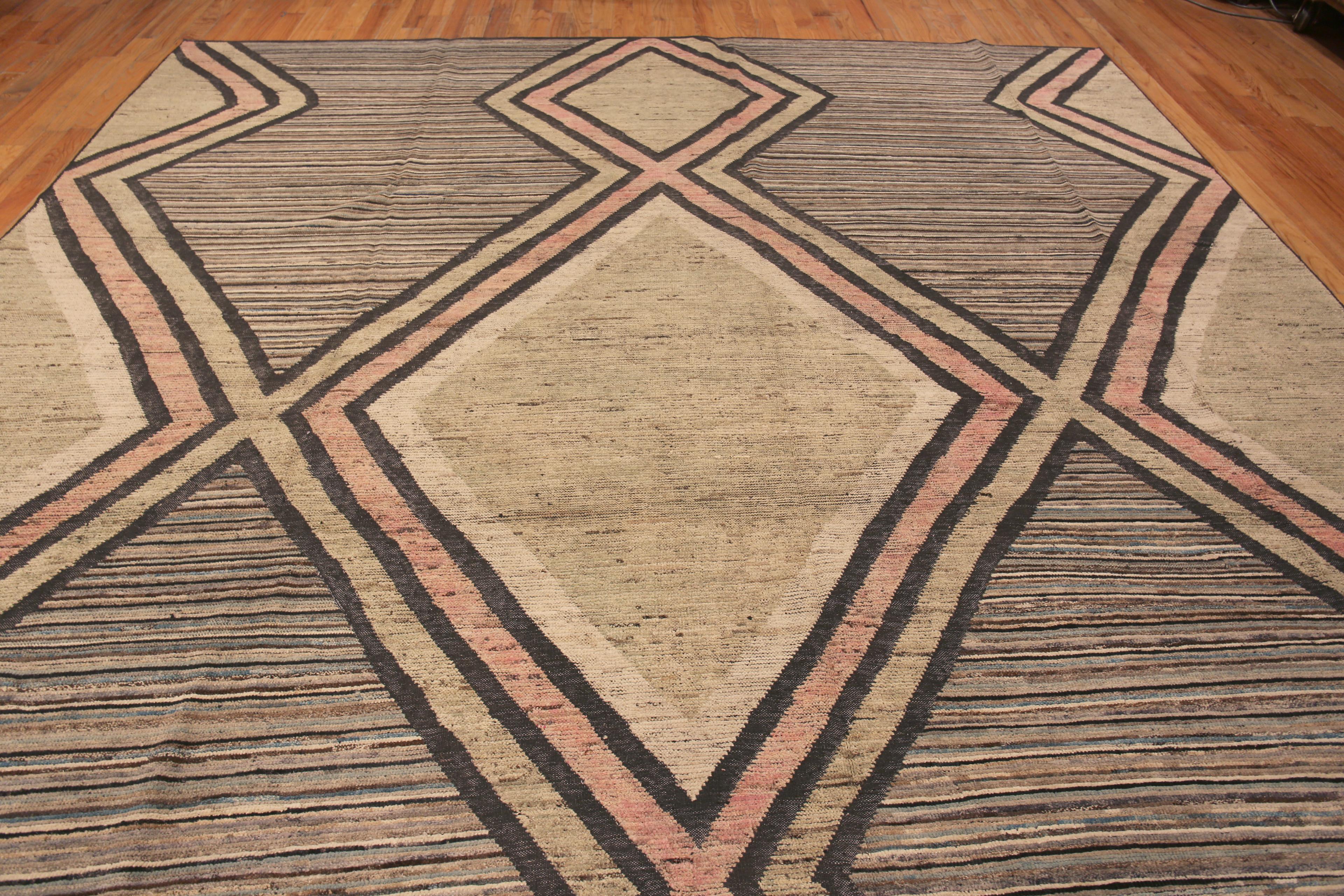 Hand-Knotted Nazmiyal Collection Eye-Catching Large Geometric Modern Area Rug 12' x 15'3