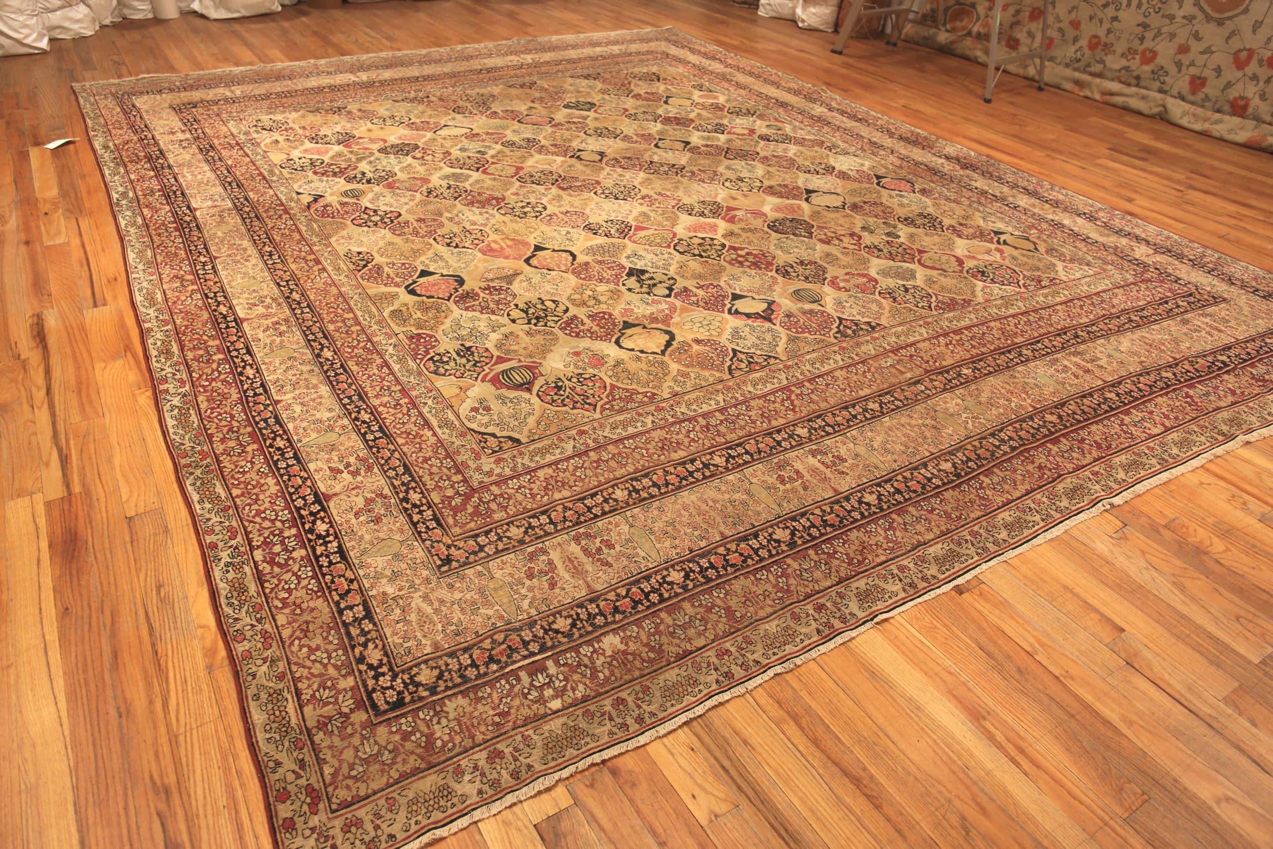 Hand-Knotted Fine Antique Persian Kerman Rug. 13 ft 2 in x 17 ft For Sale