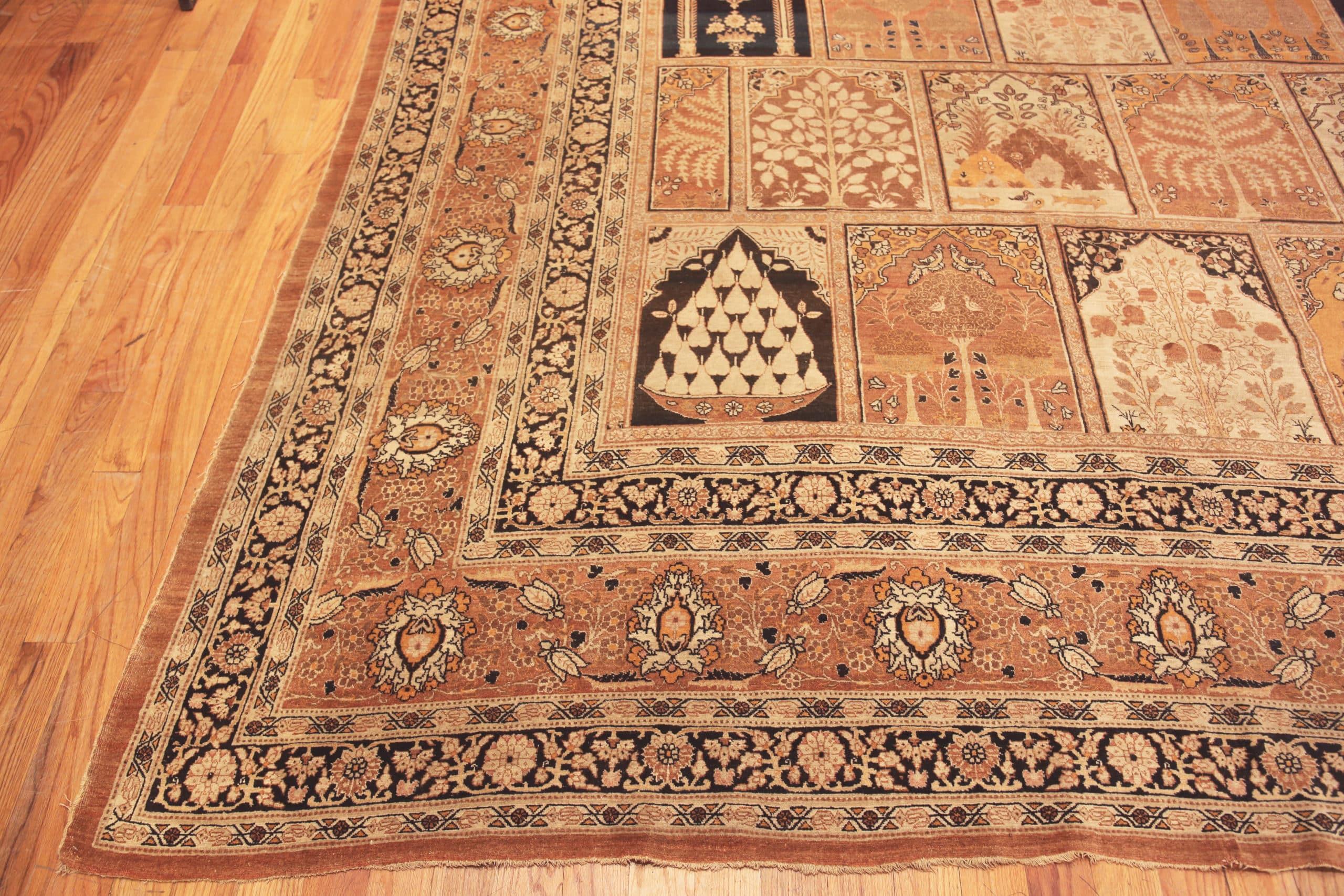 Beau grand tapis persan Haji Jalili Tabriz Garden Design, Pays d'origine : Perse, Circa Date : 1880. Taille : 14 ft 6 in x 20 ft (4,42 m x 6,1 m)

