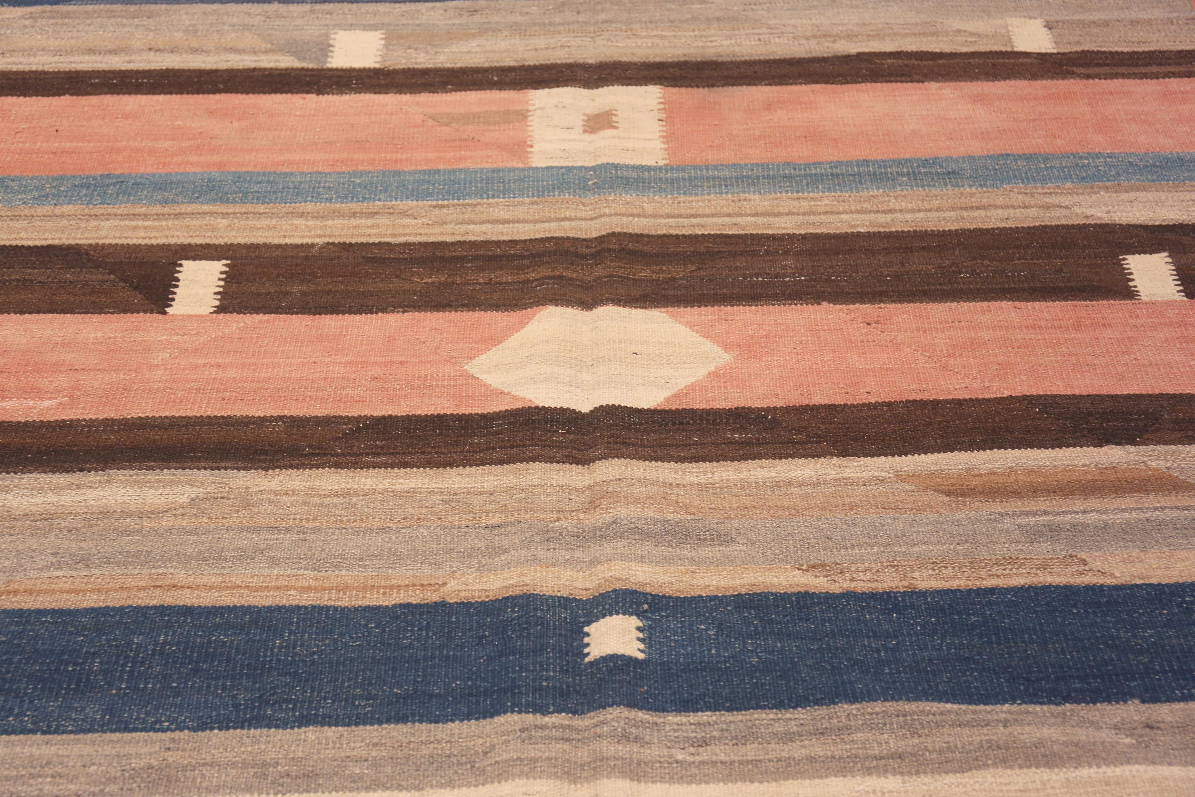 Hand-Knotted Nazmiyal Collection Flatweave Mid Century Modern Design Kilim Rug 13'2