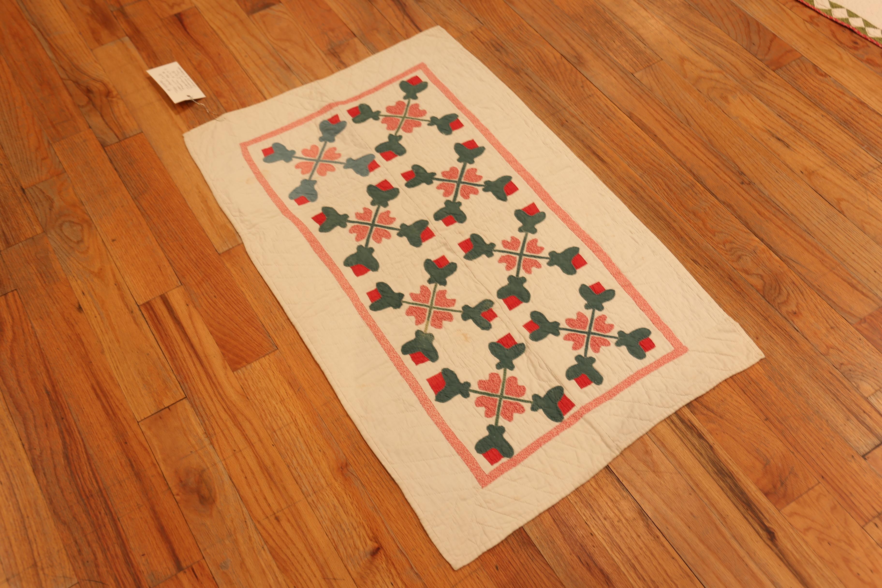 Hand-Knotted Nazmiyal Collection Folk Art Antique American Quilt Textile 2' 1