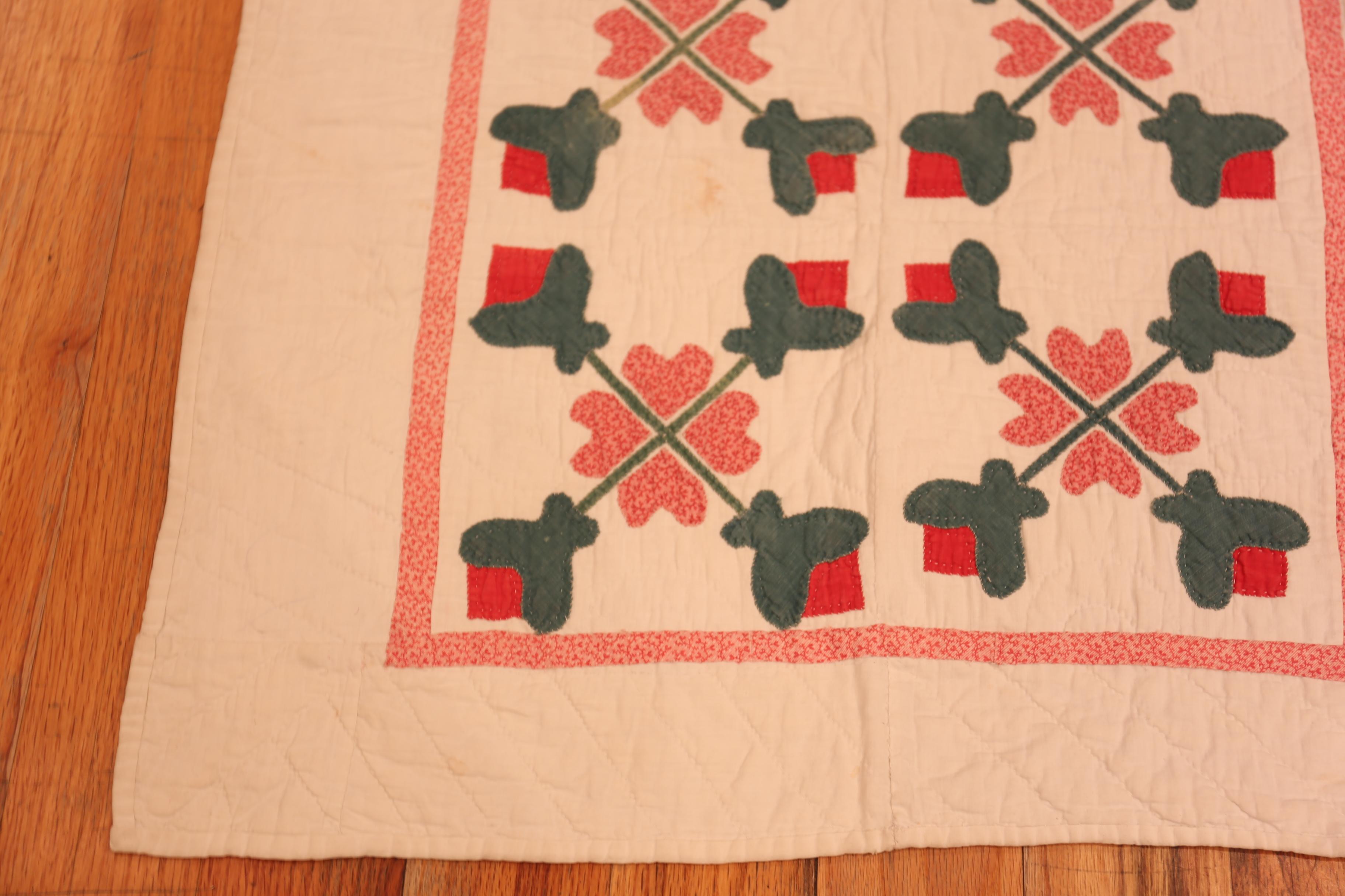 Nazmiyal Collection Folk Art Antique American Quilt Textile 2' 1