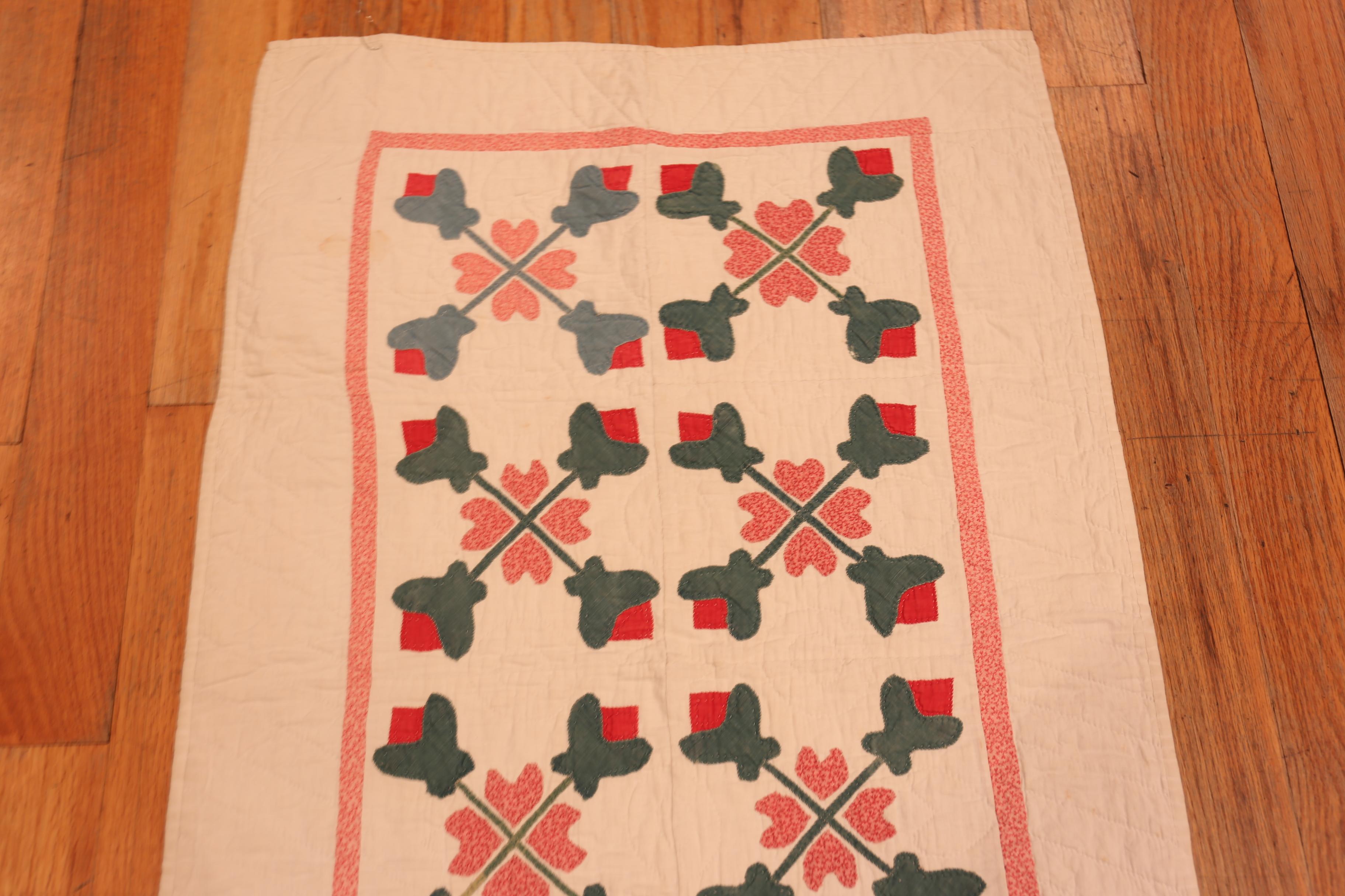 Wool Nazmiyal Collection Folk Art Antique American Quilt Textile 2' 1